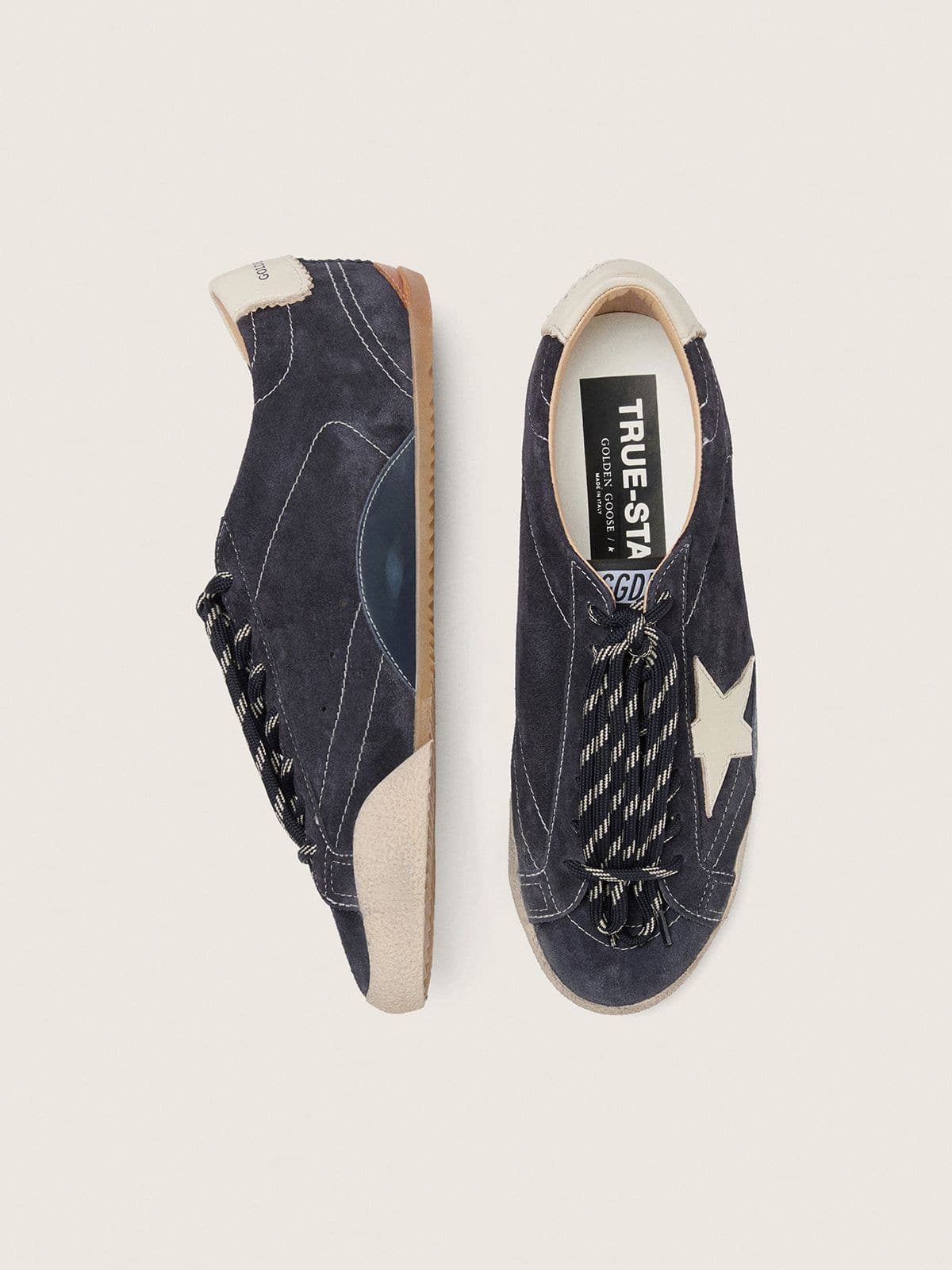 Golden Goose Women’s True-Star In Dark Blue Suede With White Nappa Leather Star And Heel Tab - Sneaker Türkiye