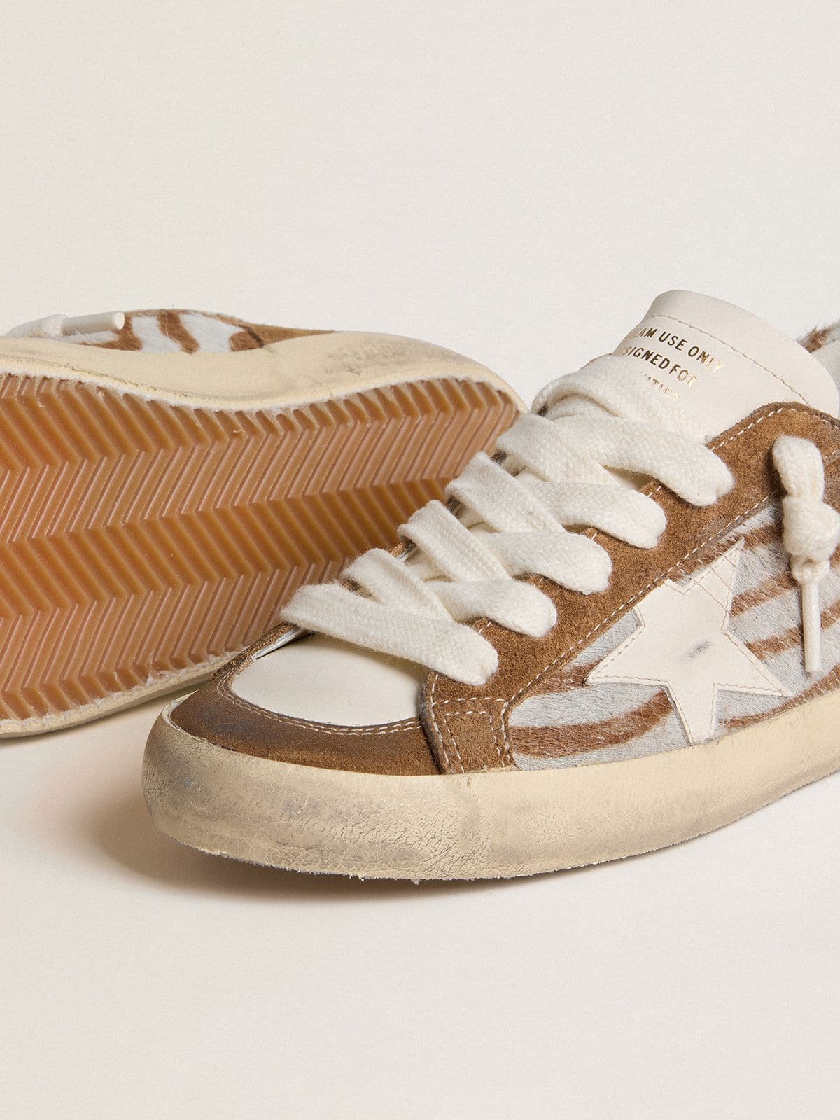 Golden Goose Women’s Super-Star In Zebra-Print Pony Skin With Leather Star And Brown Suede Inserts - Sneaker Türkiye