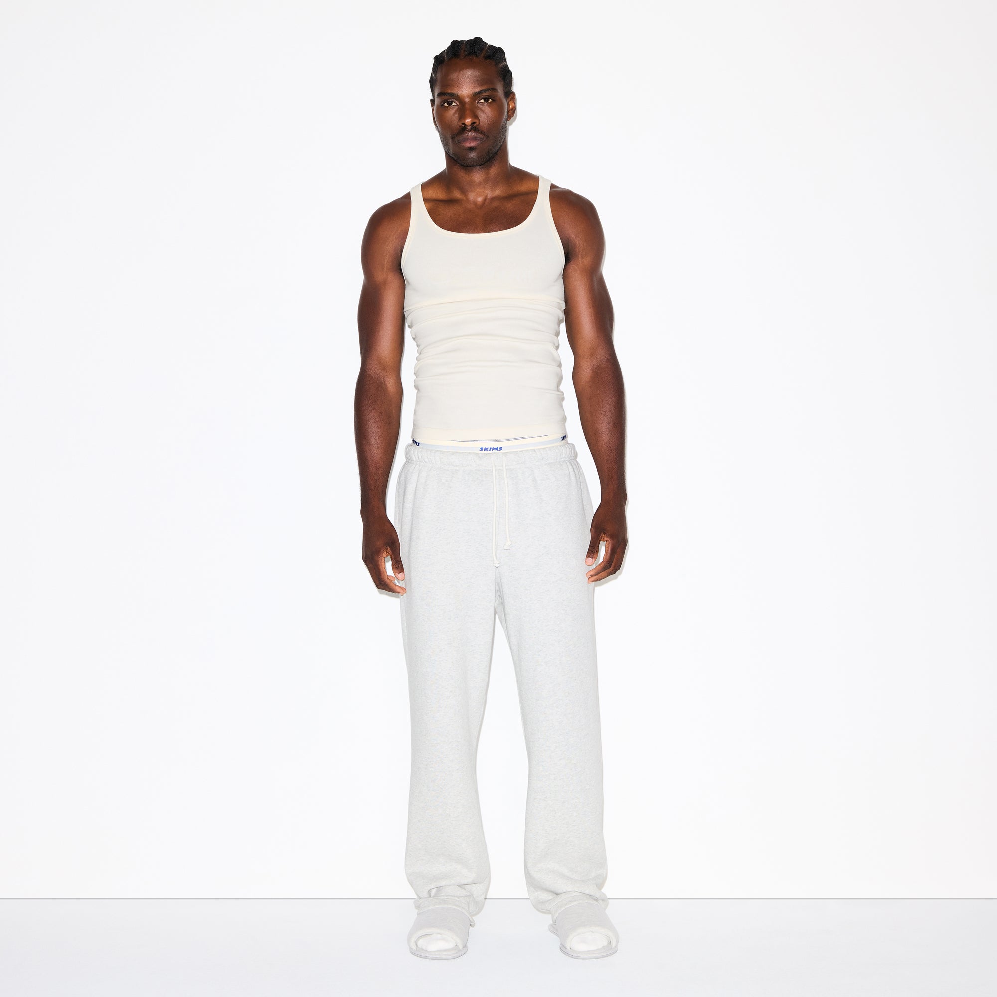 SKIMS FLEECE LOUNGE MENS CLASSIC STRAIGHT LEG PANT | LIGHT HEATHER GREY - Sneaker Türkiye