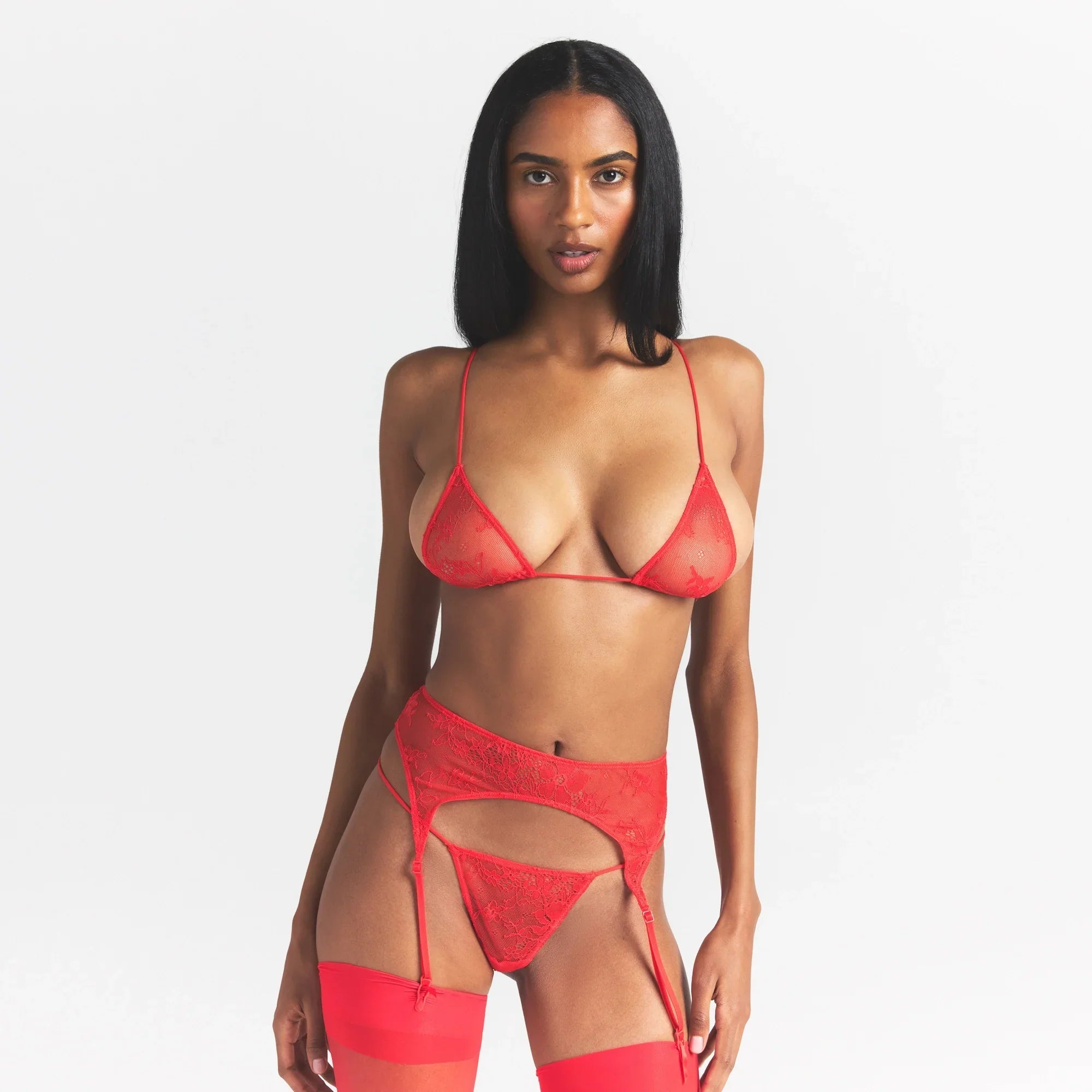 SKIMS ULTRA FINE LACE GARTER BELT | RUBY - Sneaker Türkiye