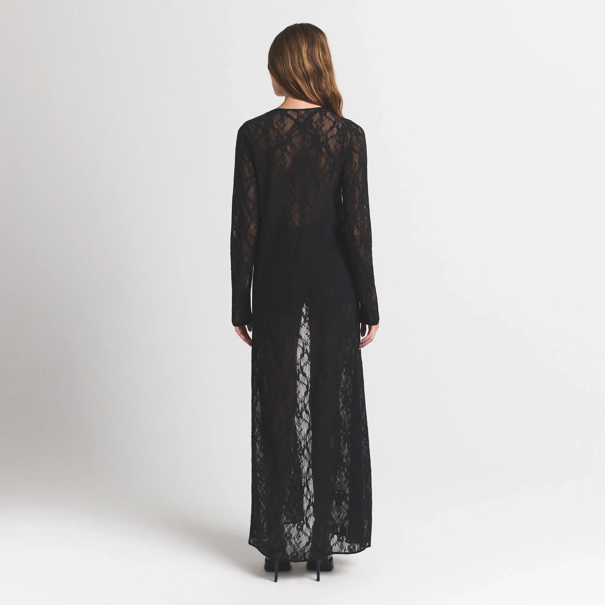 SKIMS STRETCH LACE LONG ROBE | SOOT - Sneaker Türkiye