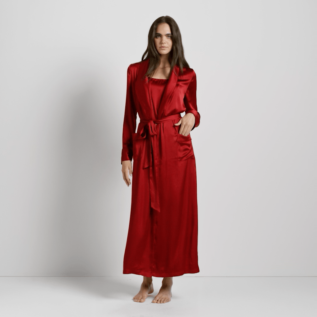 SKIMS WOVEN SHINE LONG ROBE | BRICK - Sneaker Türkiye