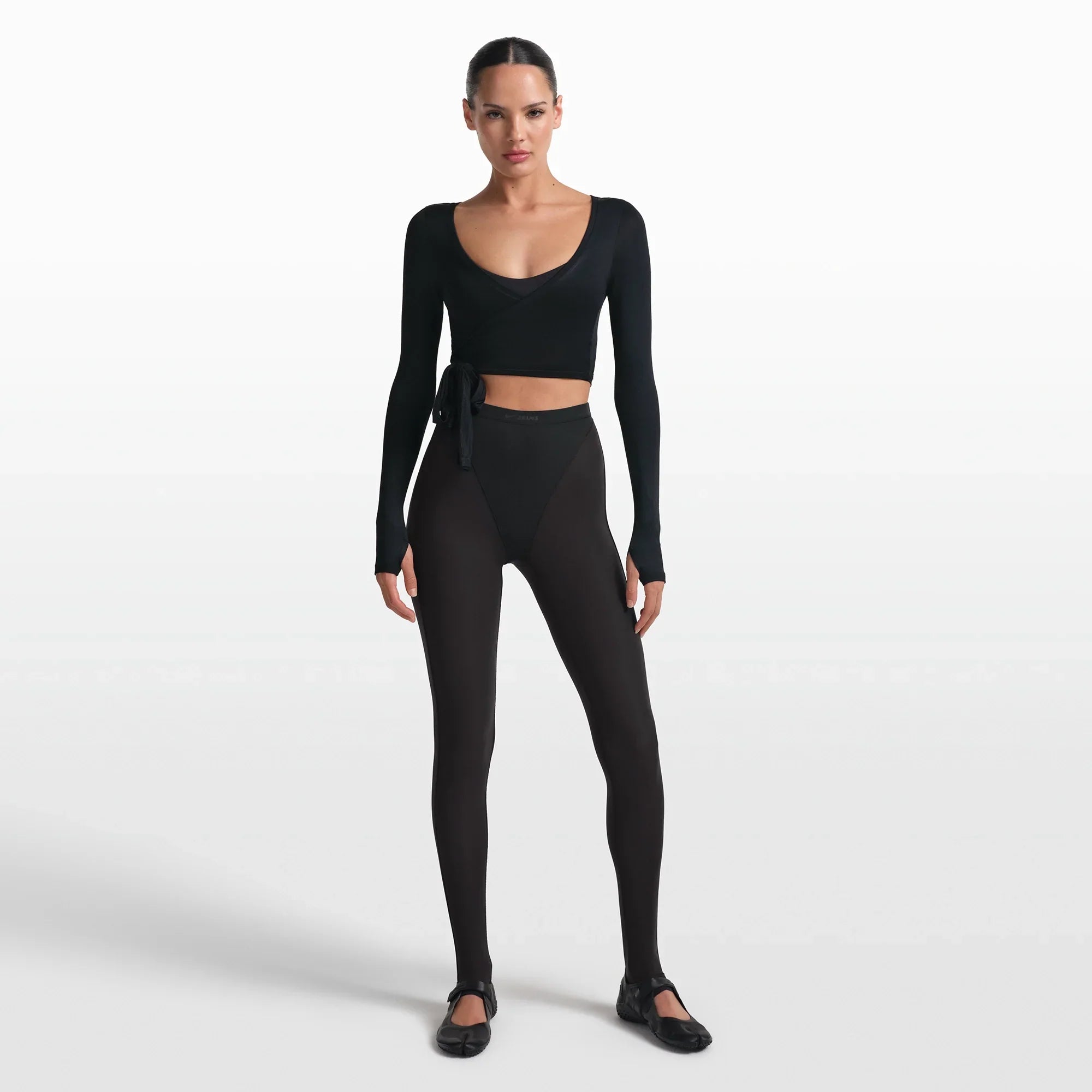 NikeSKIMS STRETCH KNIT WRAP LONG SLEEVE CROPPED TOP | OBSIDIAN - Sneaker Türkiye
