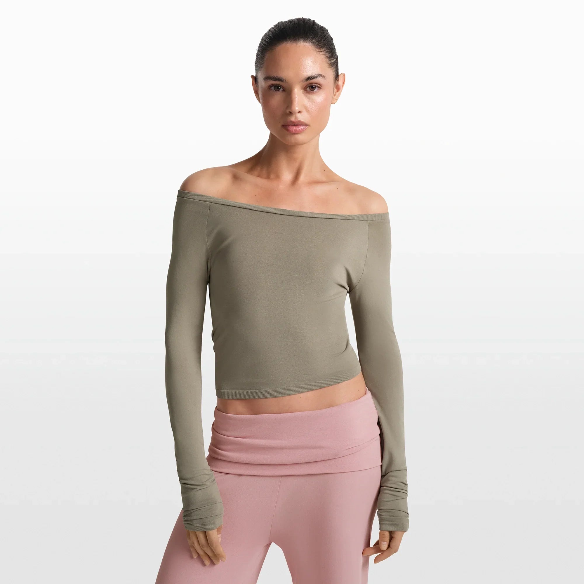 NikeSKIMS STRETCH KNIT LONG SLEEVE BOATNECK TOP | DUNE - Sneaker Türkiye