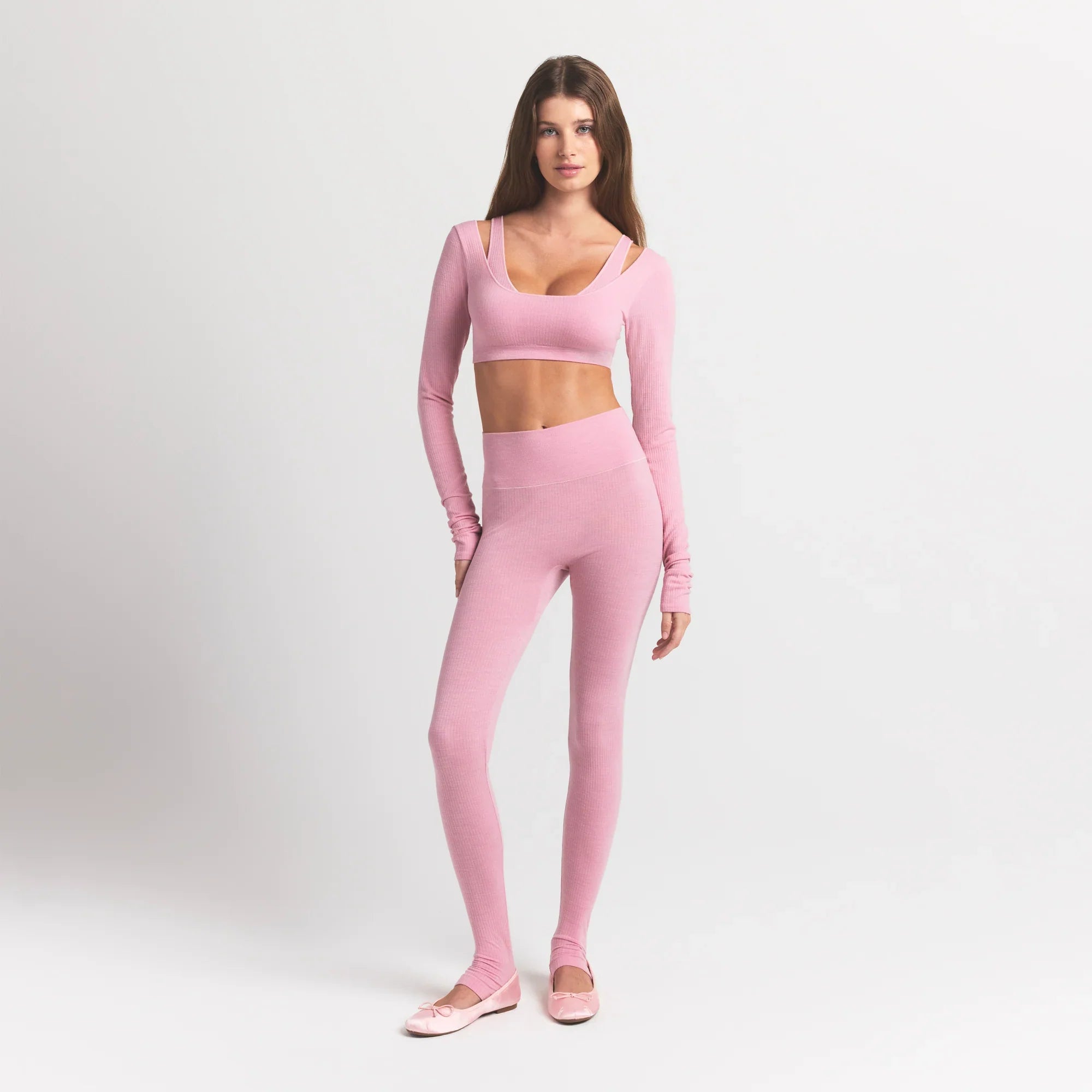 SKIMS WOOL RIB LONG SLEEVE SUPER CROPPED TOP | HALITE - Sneaker Türkiye