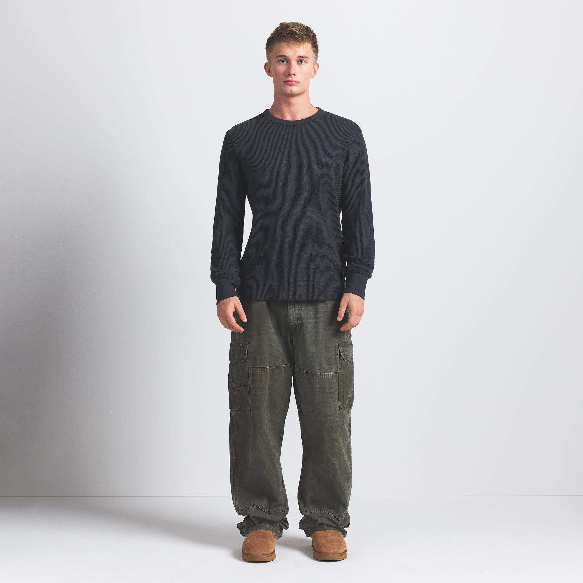 SKIMS WAFFLE MENS LONG SLEEVE TOP | GRAPHITE - Sneaker Türkiye