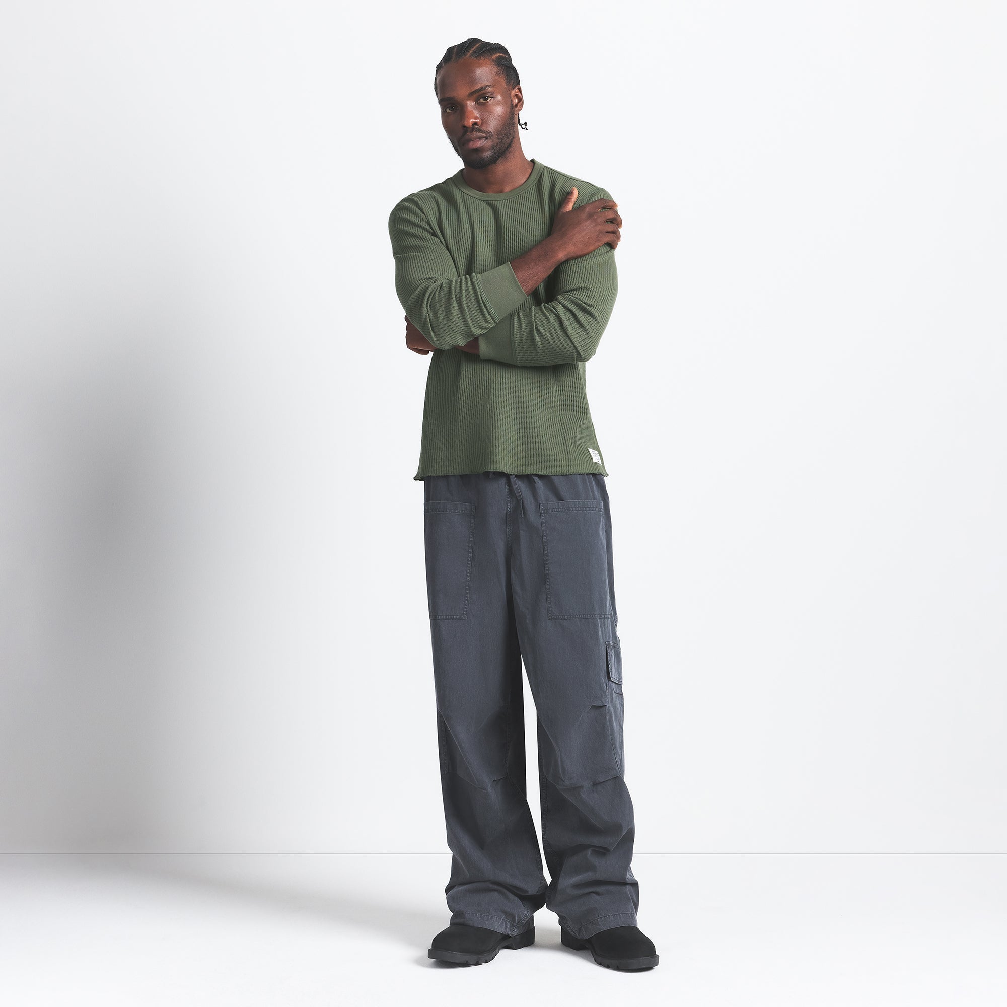 SKIMS WAFFLE MENS LONG SLEEVE TOP | MILITARY GREEN - Sneaker Türkiye