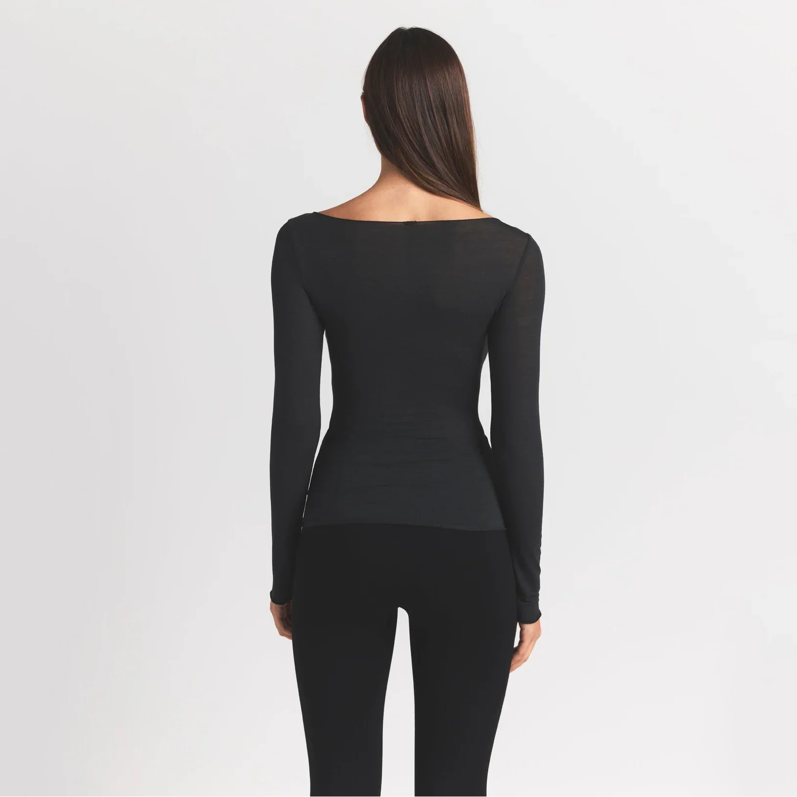 SKIMS SHEER MODAL LONG SLEEVE BOATNECK TOP | ONYX - Sneaker Türkiye