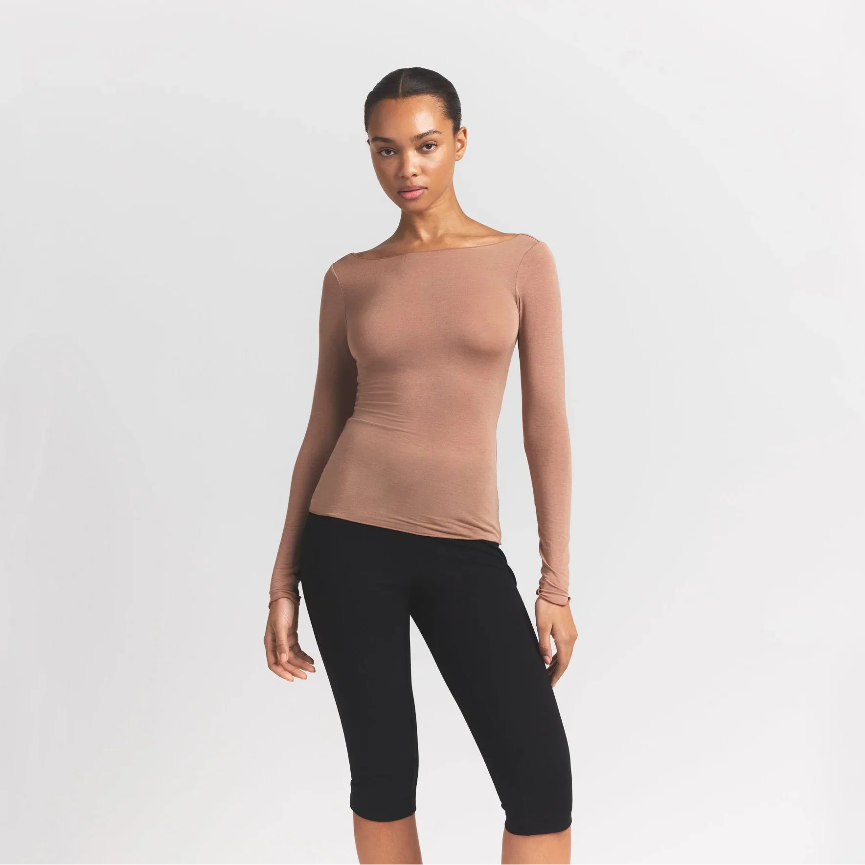 SKIMS SHEER MODAL LONG SLEEVE BOATNECK TOP | SIENNA - Sneaker Türkiye