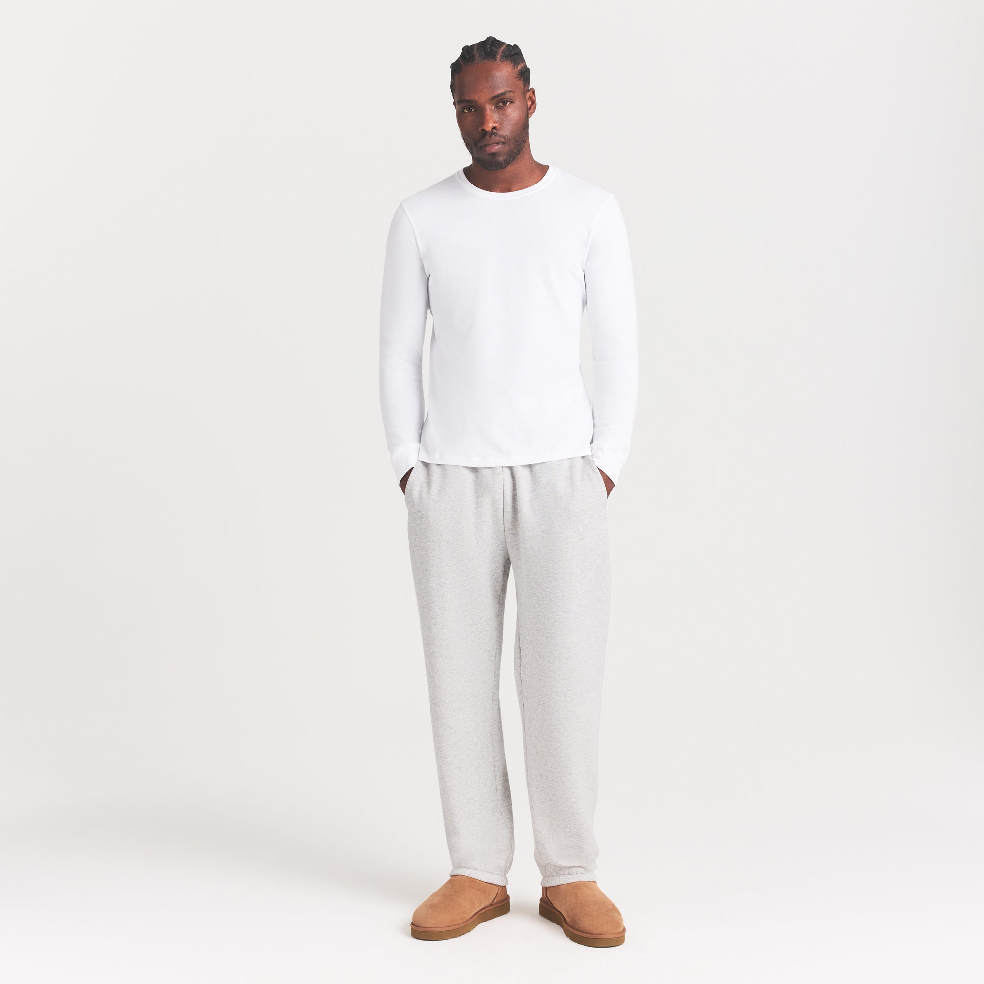 SKIMS COTTON MENS CLASSIC LONG SLEEVE T-SHIRT | CHALK - Sneaker Türkiye