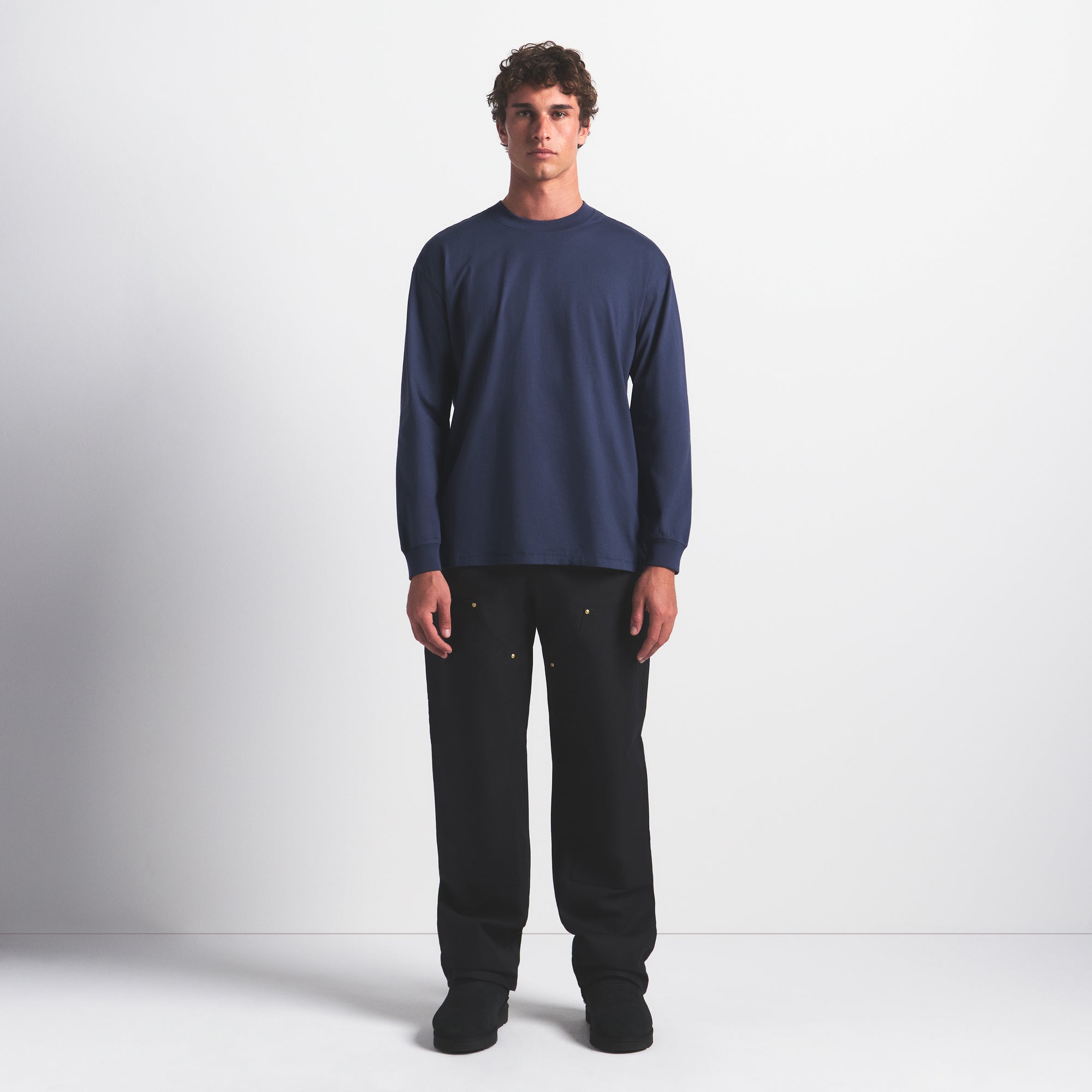 SKIMS HEAVYWEIGHT COTTON MENS RELAXED LONG SLEEVE T-SHIRT | DAMSON - Sneaker Türkiye