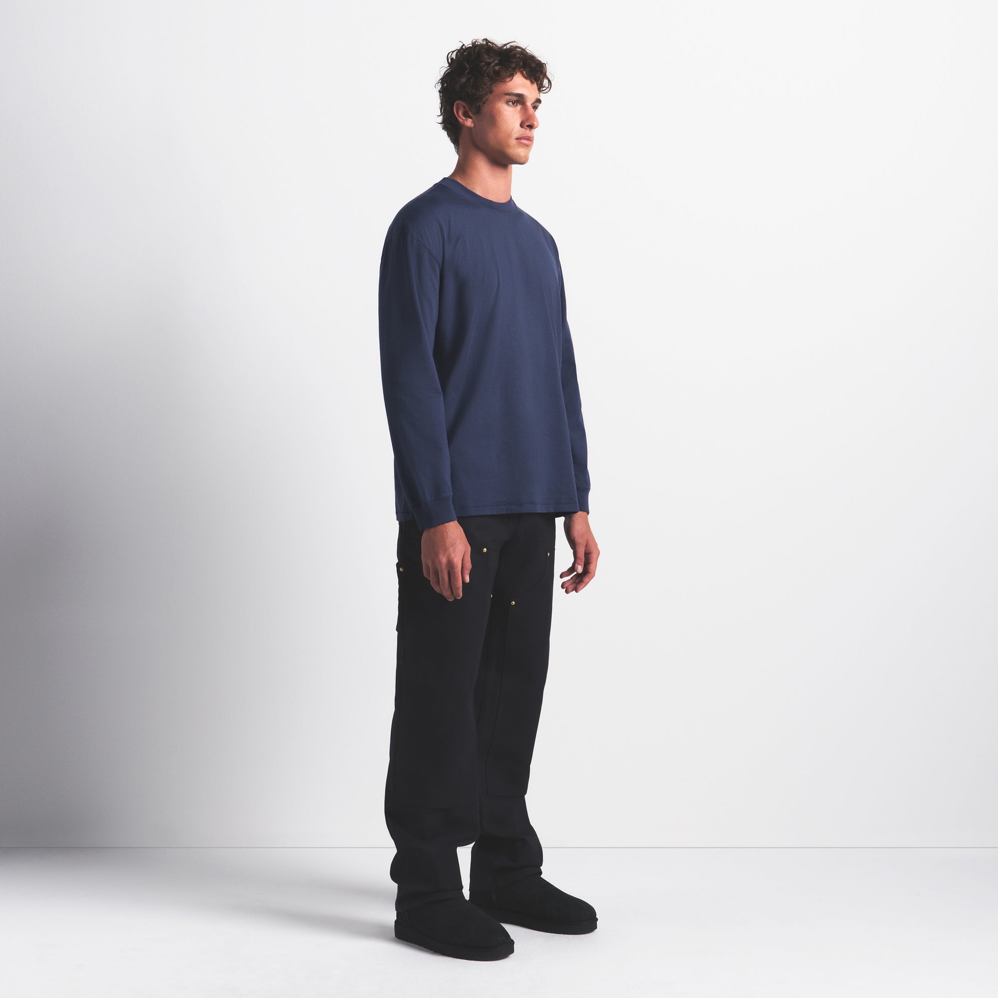 SKIMS HEAVYWEIGHT COTTON MENS RELAXED LONG SLEEVE T-SHIRT | DAMSON - Sneaker Türkiye