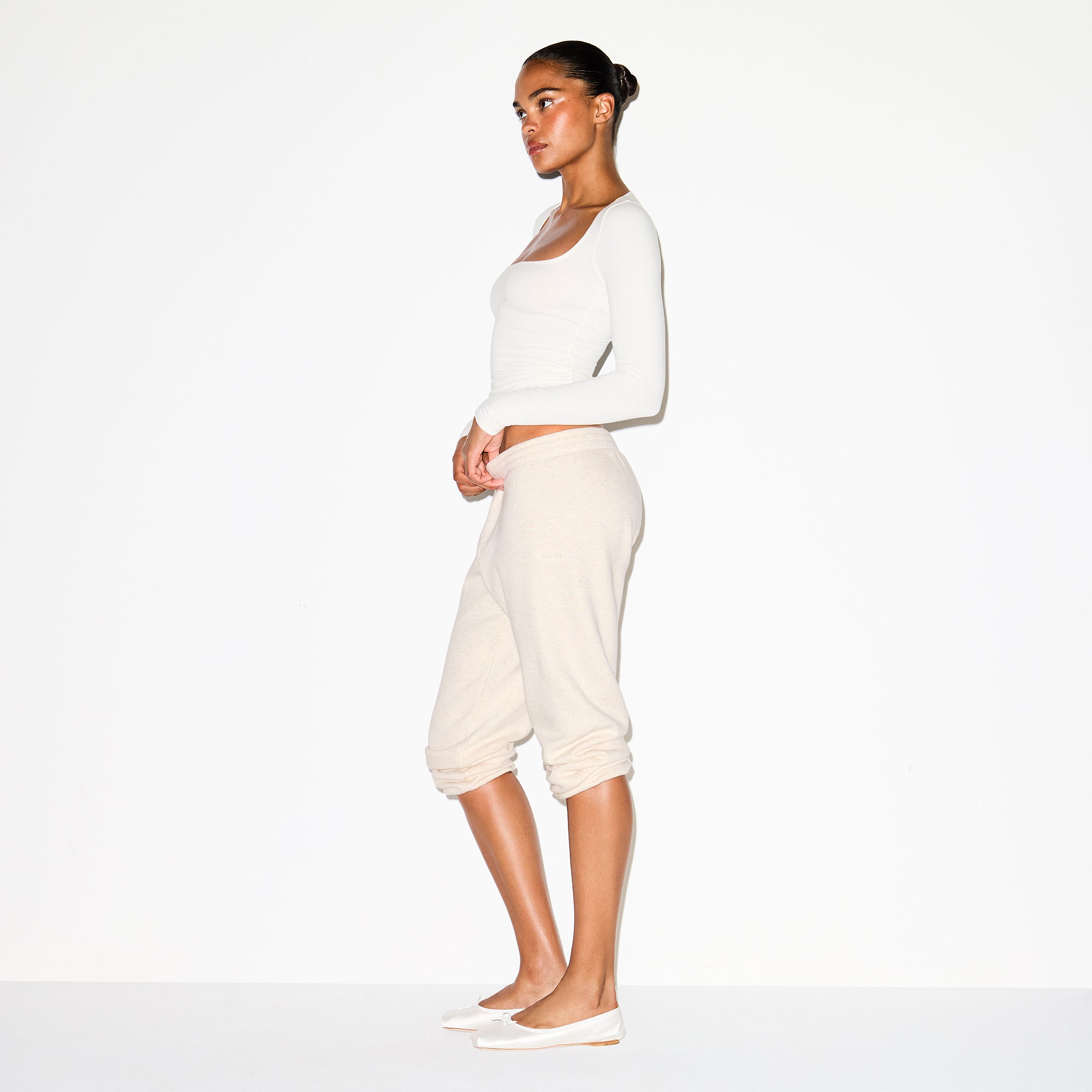 SKIMS COTTON JERSEY SCOOP NECK LONG SLEEVE TOP | MARBLE - Sneaker Türkiye