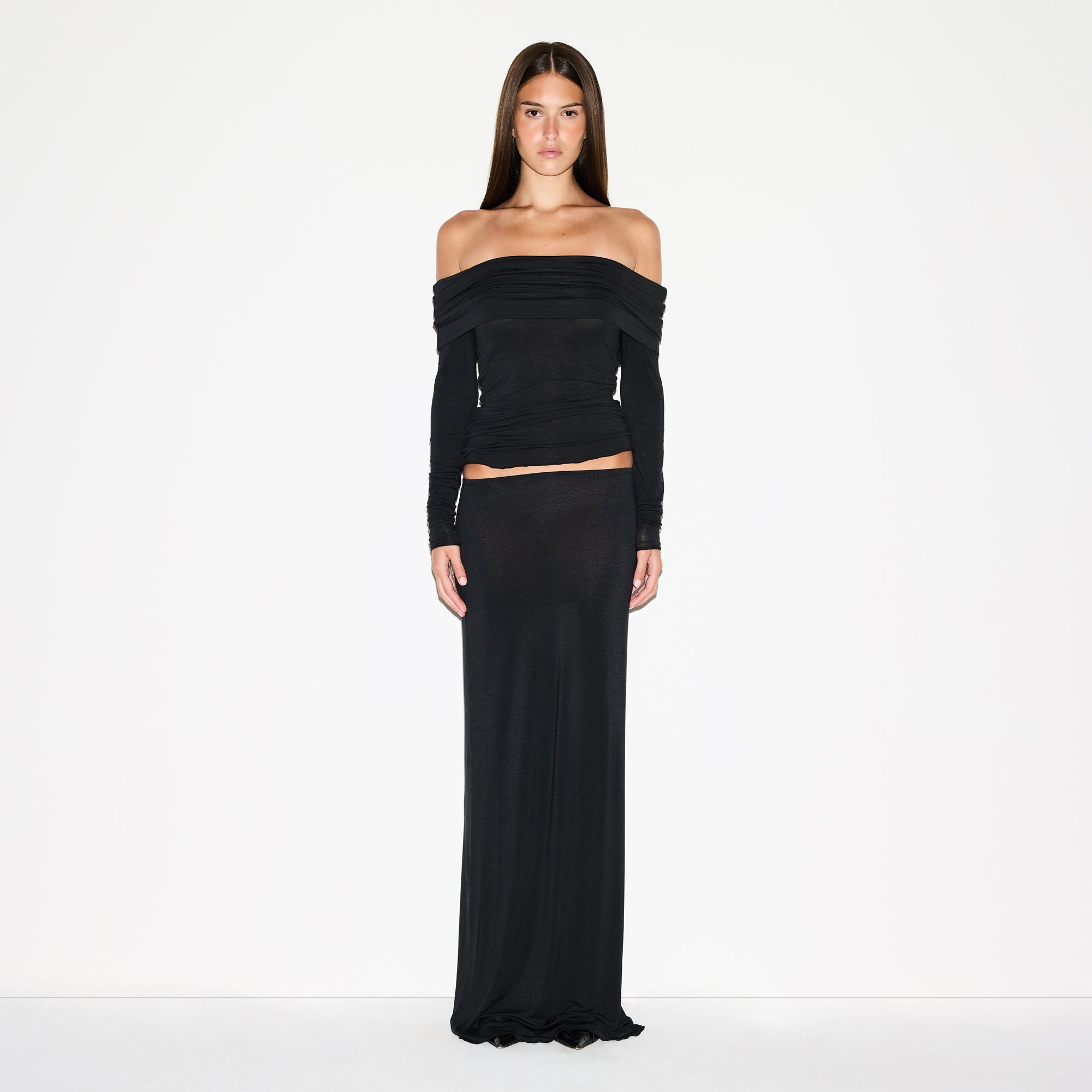 SKIMS SHEER MODAL OFF THE SHOULDER TOP | ONYX - Sneaker Türkiye