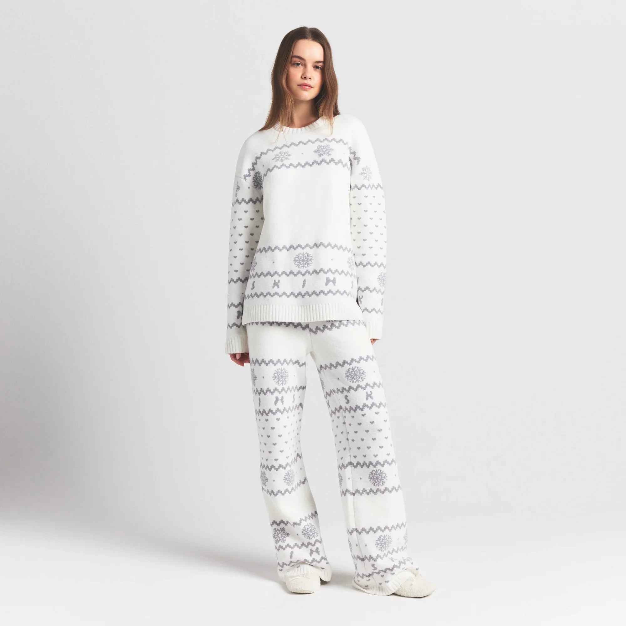 SKIMS COZY LIGHT CREWNECK PULLOVER | MARBLE HEART FAIR ISLE - Sneaker Türkiye