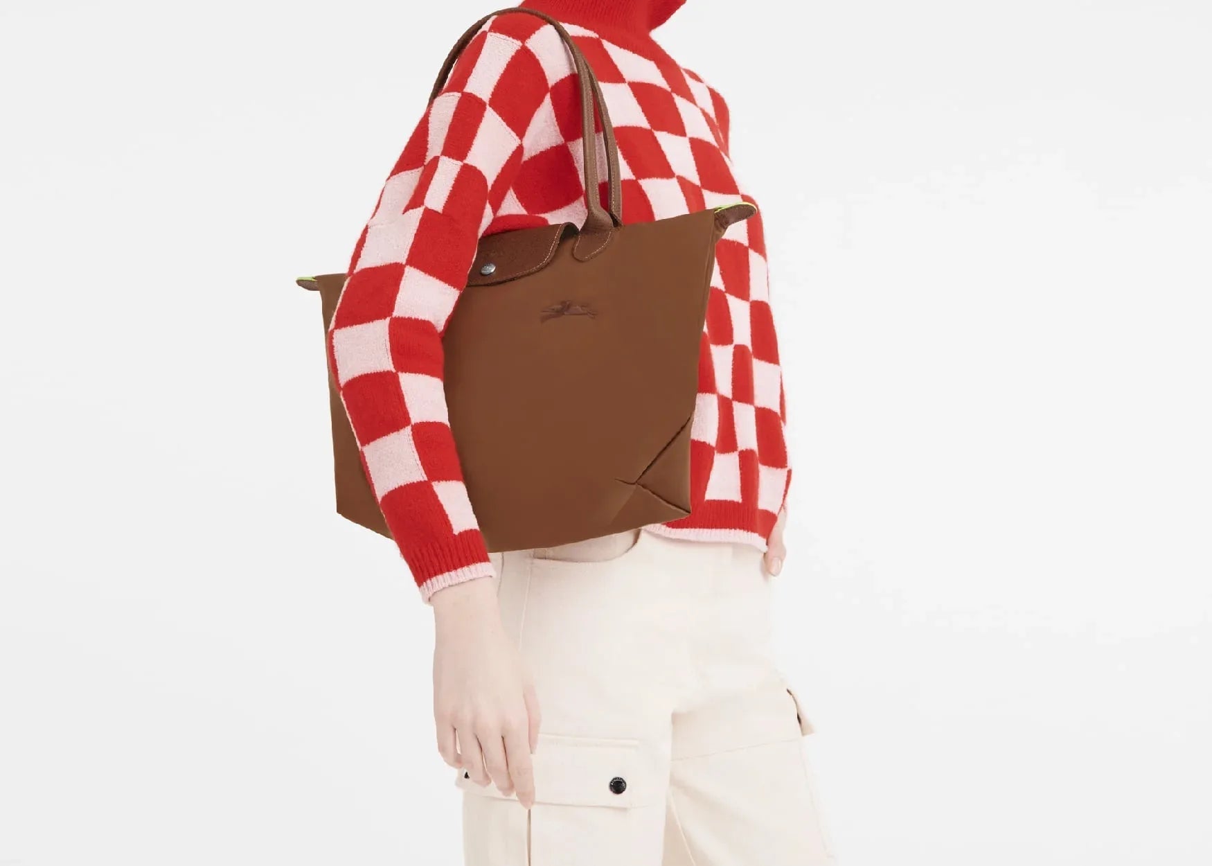 Longchamp Le Pliage Green Medium Tote Bag Cognac - Sneaker Türkiye