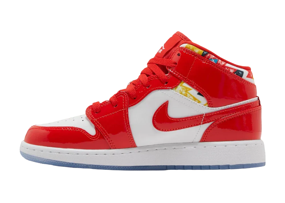 Nike Air Jordan 1 Mid Barcelona Sweater Red Patent (GS) - Sneaker Türkiye