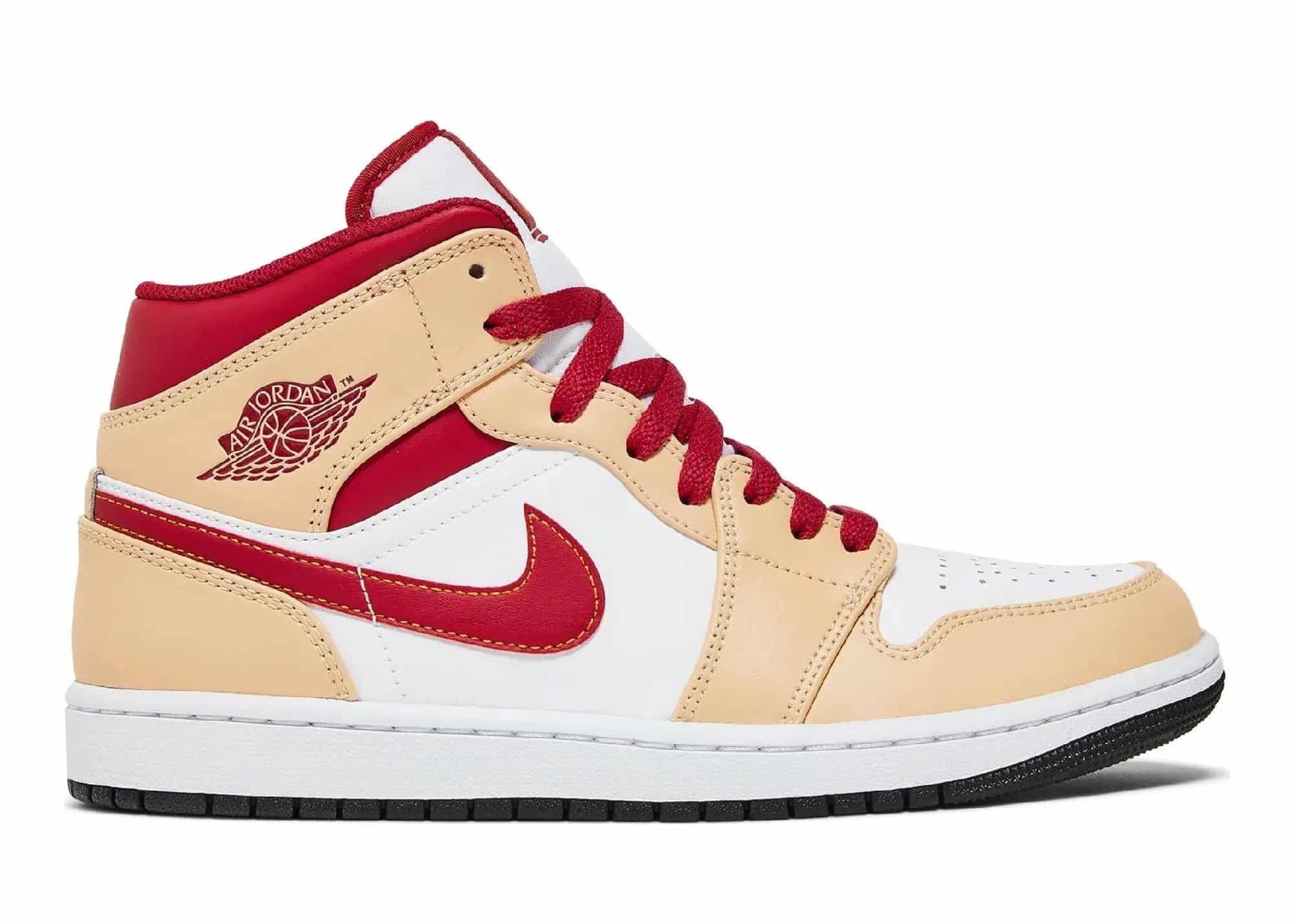 Nike Air Jordan 1 Mid Beige White Red - Sneaker Türkiye