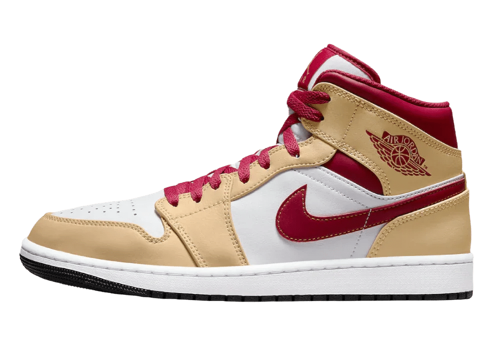 Nike Air Jordan 1 Mid Beige White Red - Sneaker Türkiye