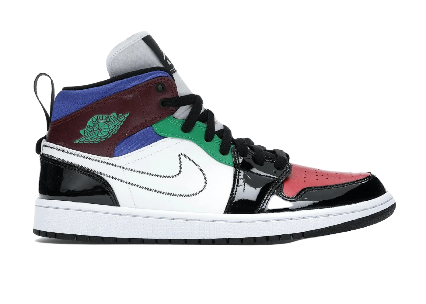 Nike Air Jordan 1 Mid SE Black White Multi-Color (W) - Sneaker Türkiye