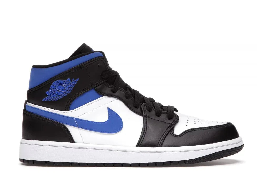 Nike Air Jordan 1 Mid White Black Racer Blue - Sneaker Türkiye