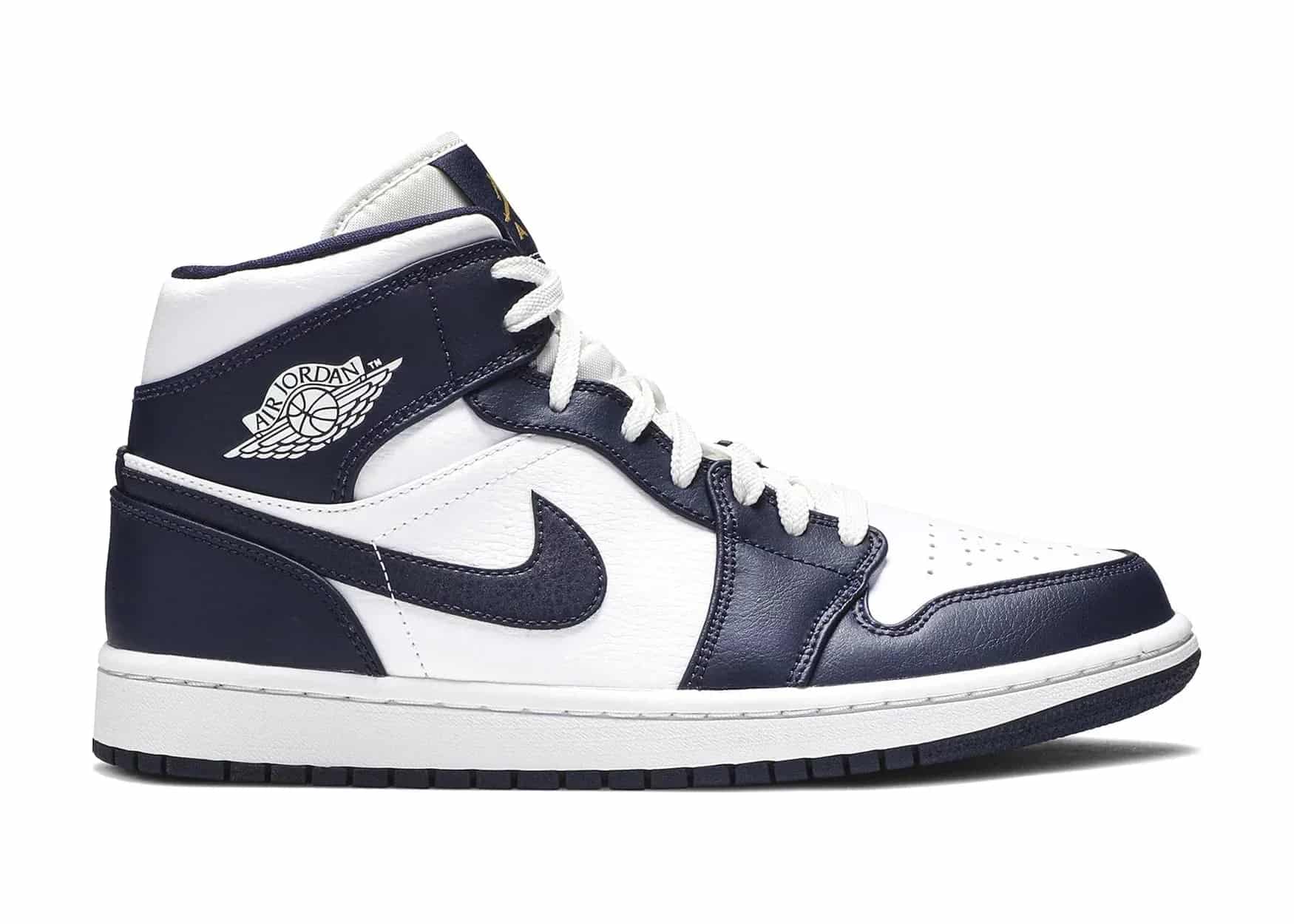 Nike Air Jordan 1 Mid White Metallic Gold Obsidian - Sneaker Türkiye