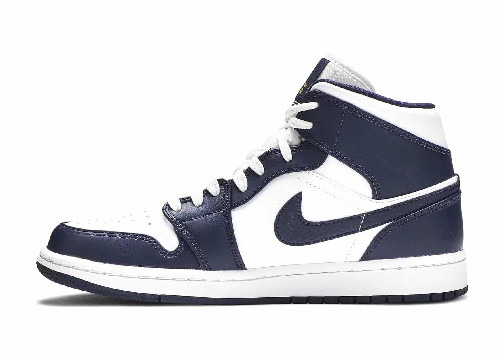 Nike Air Jordan 1 Mid White Metallic Gold Obsidian - Sneaker Türkiye