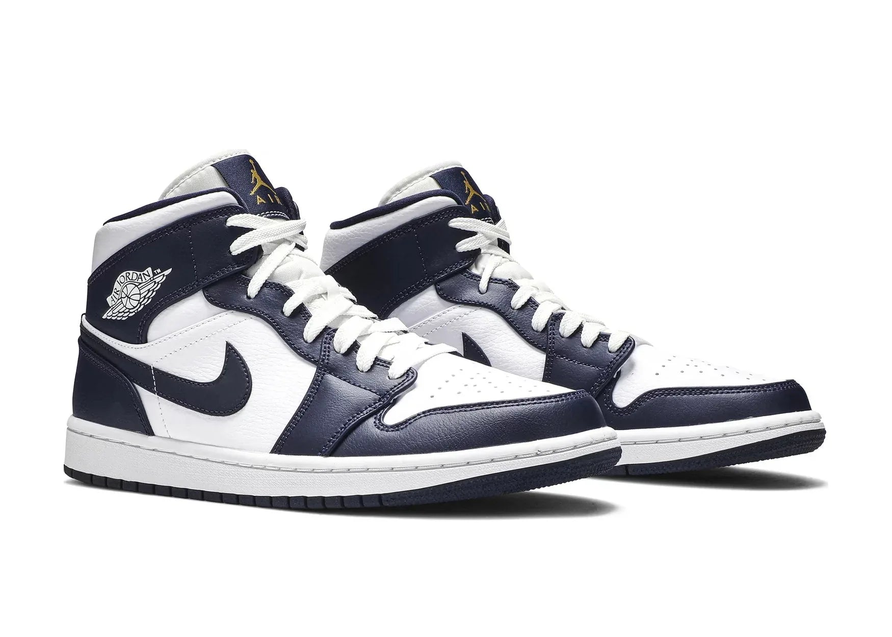 Nike Air Jordan 1 Mid White Metallic Gold Obsidian - Sneaker Türkiye
