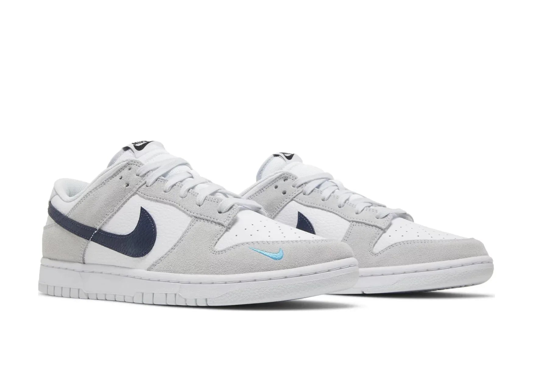 Nike Dunk Low White Grey Navy Aqua Mini Swoosh - Sneaker Türkiye