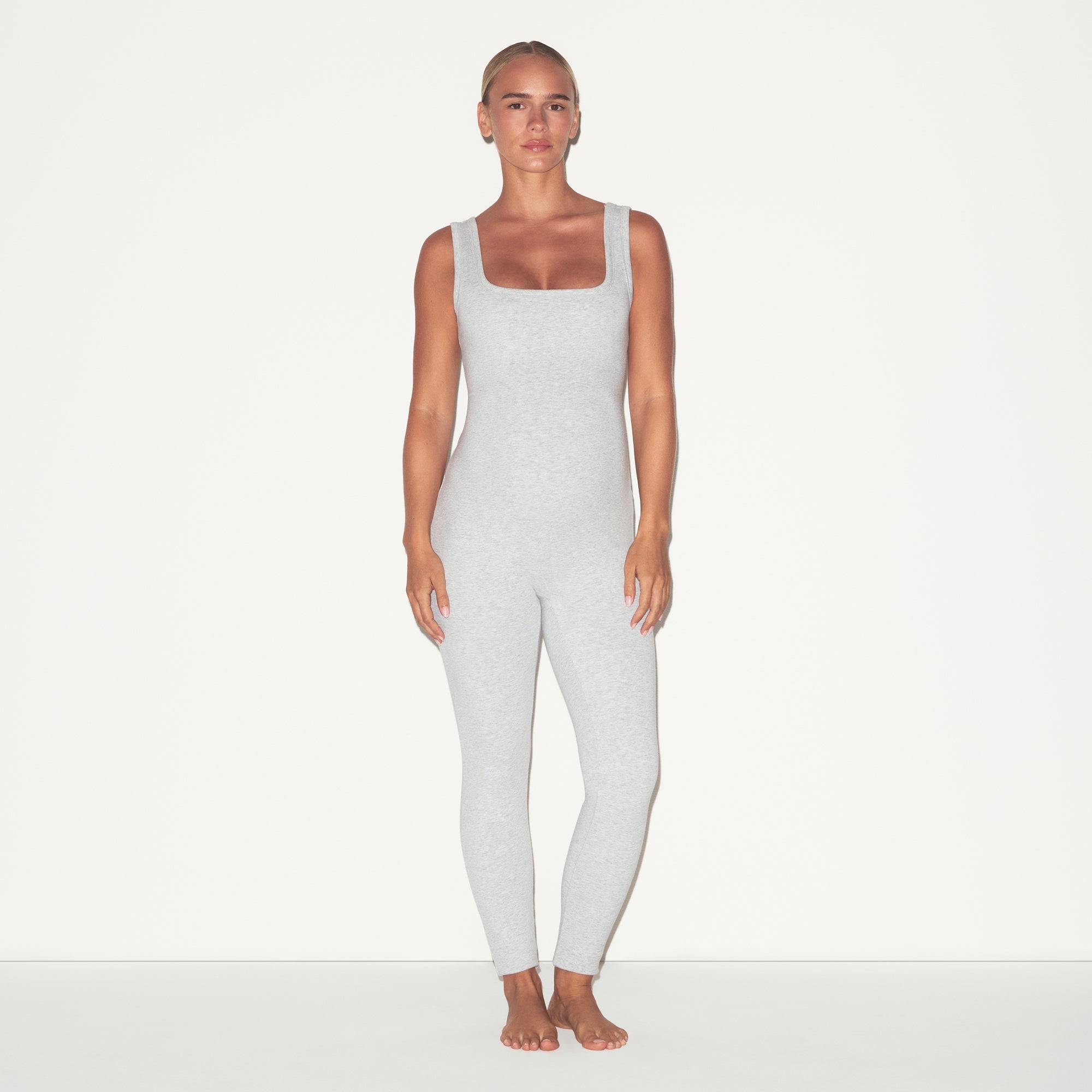 SKIMS COTTON JERSEY MATERNITY CATSUIT | LIGHT HEATHER GREY - Sneaker Türkiye