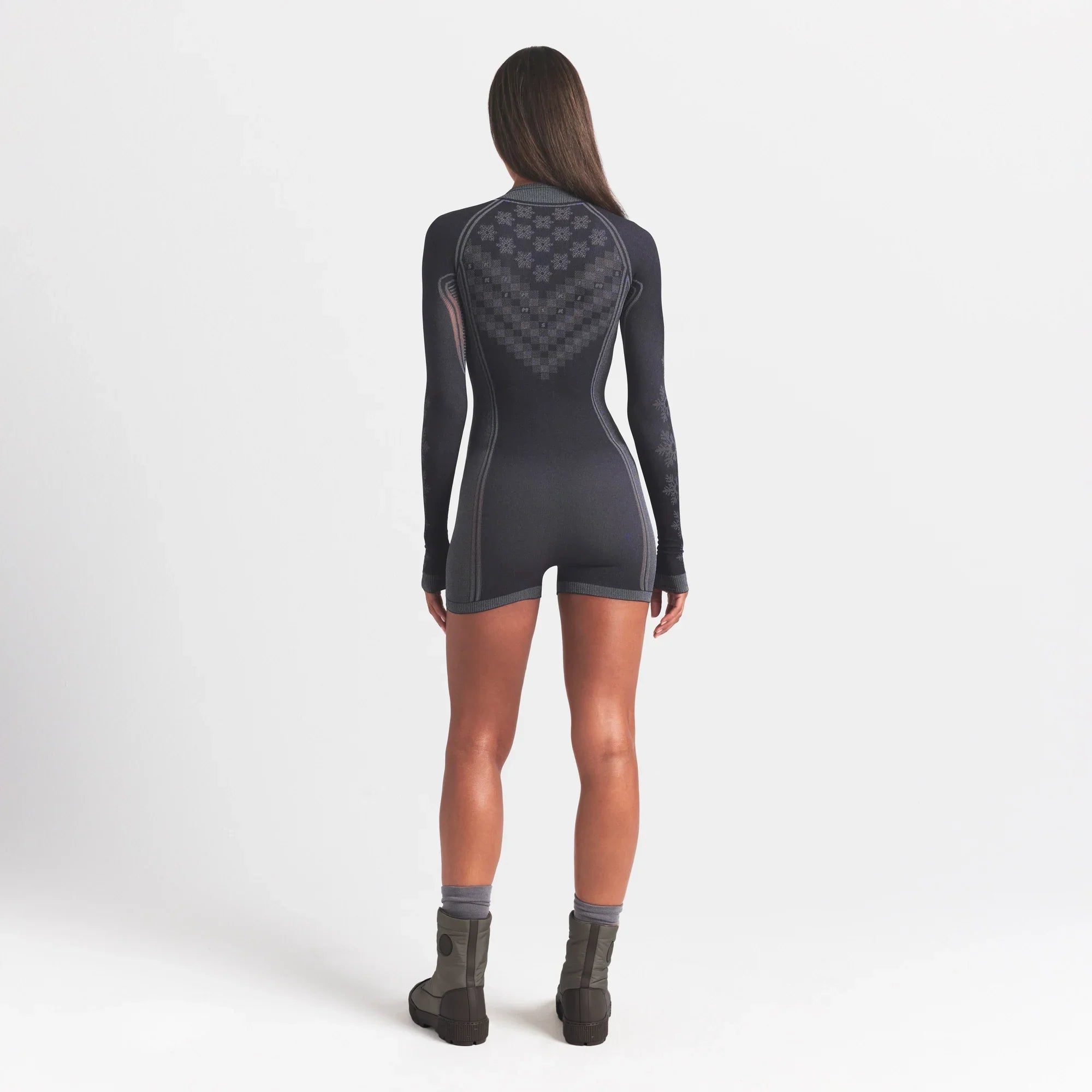 SKIMS FIRST LAYERS HALF ZIP ONESIE | OBSIDIAN WINTER FAIR ISLE - Sneaker Türkiye