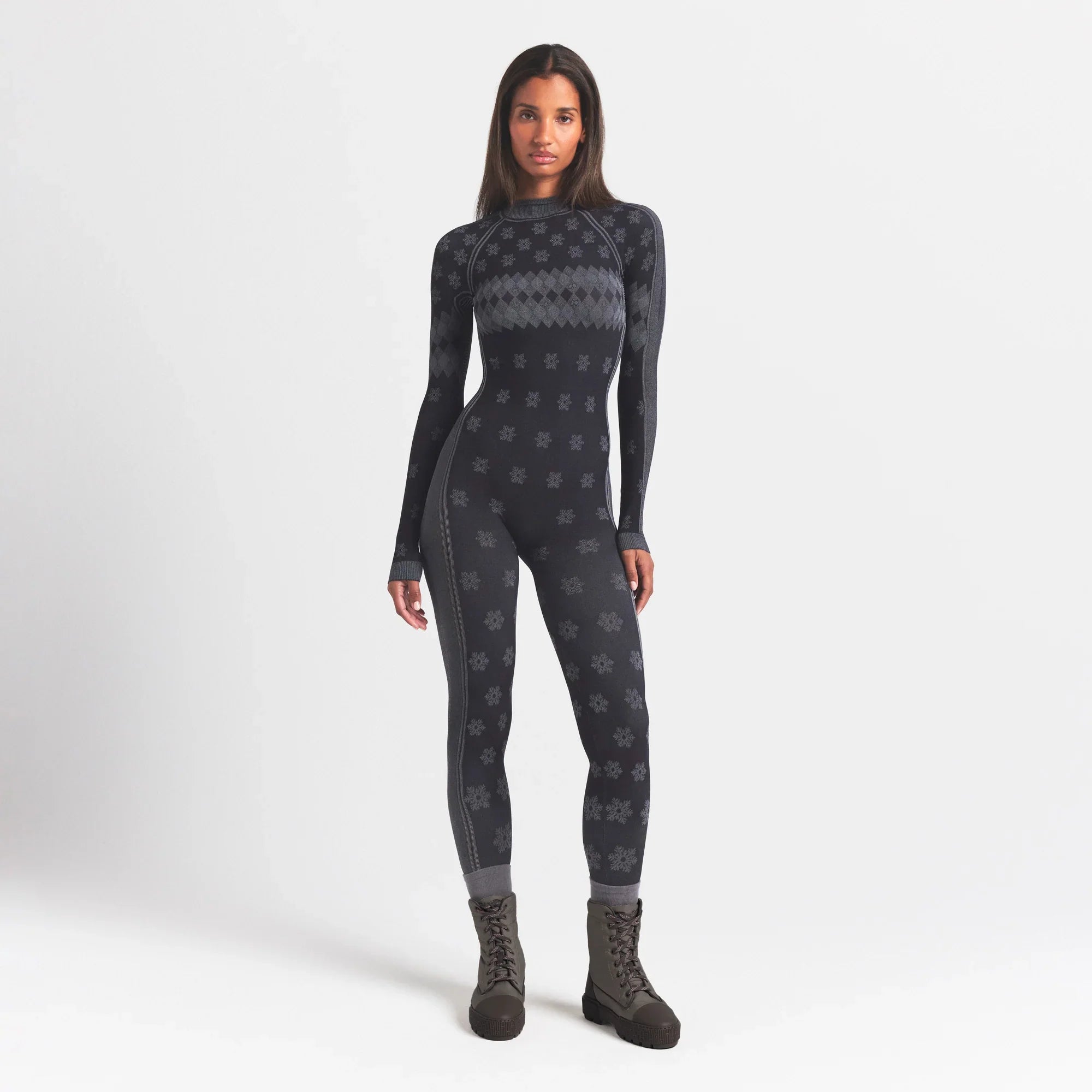 SKIMS FIRST LAYERS TURTLENECK CATSUIT | OBSIDIAN WINTER FAIR ISLE - Sneaker Türkiye