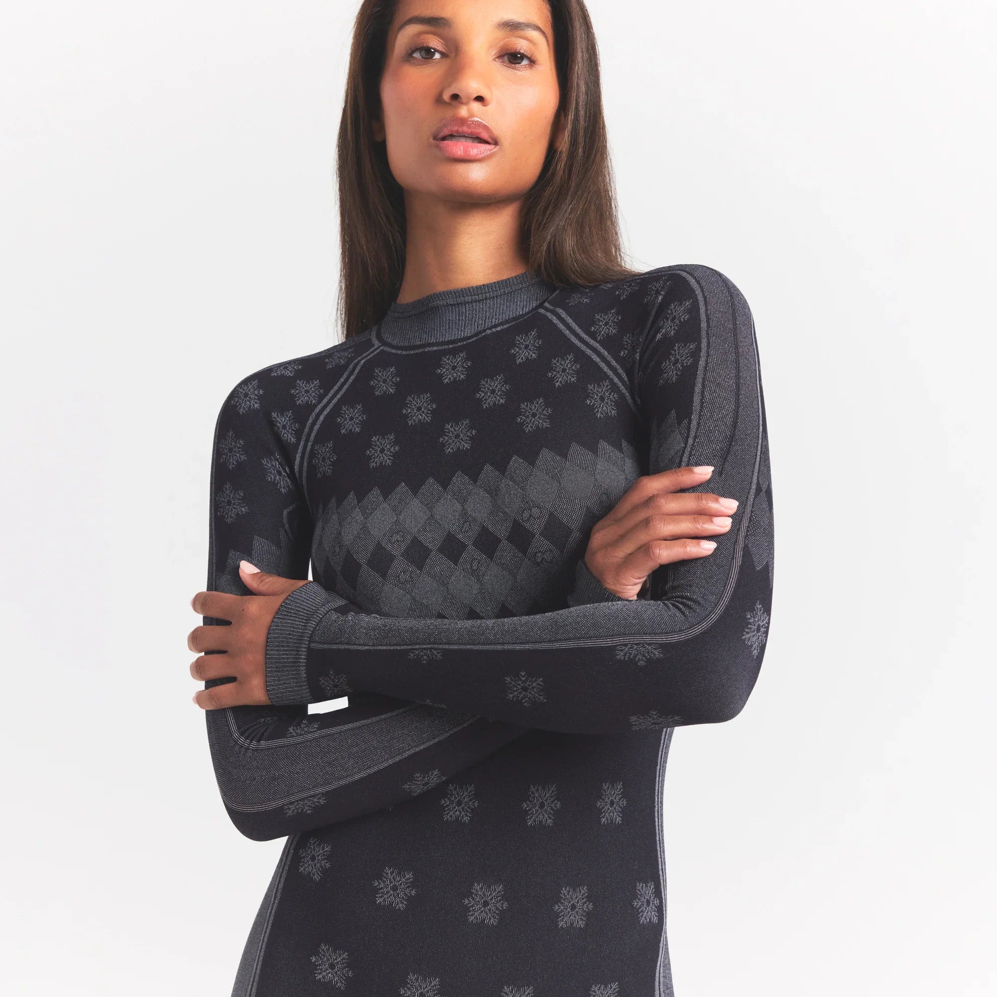 SKIMS FIRST LAYERS TURTLENECK CATSUIT | OBSIDIAN WINTER FAIR ISLE - Sneaker Türkiye