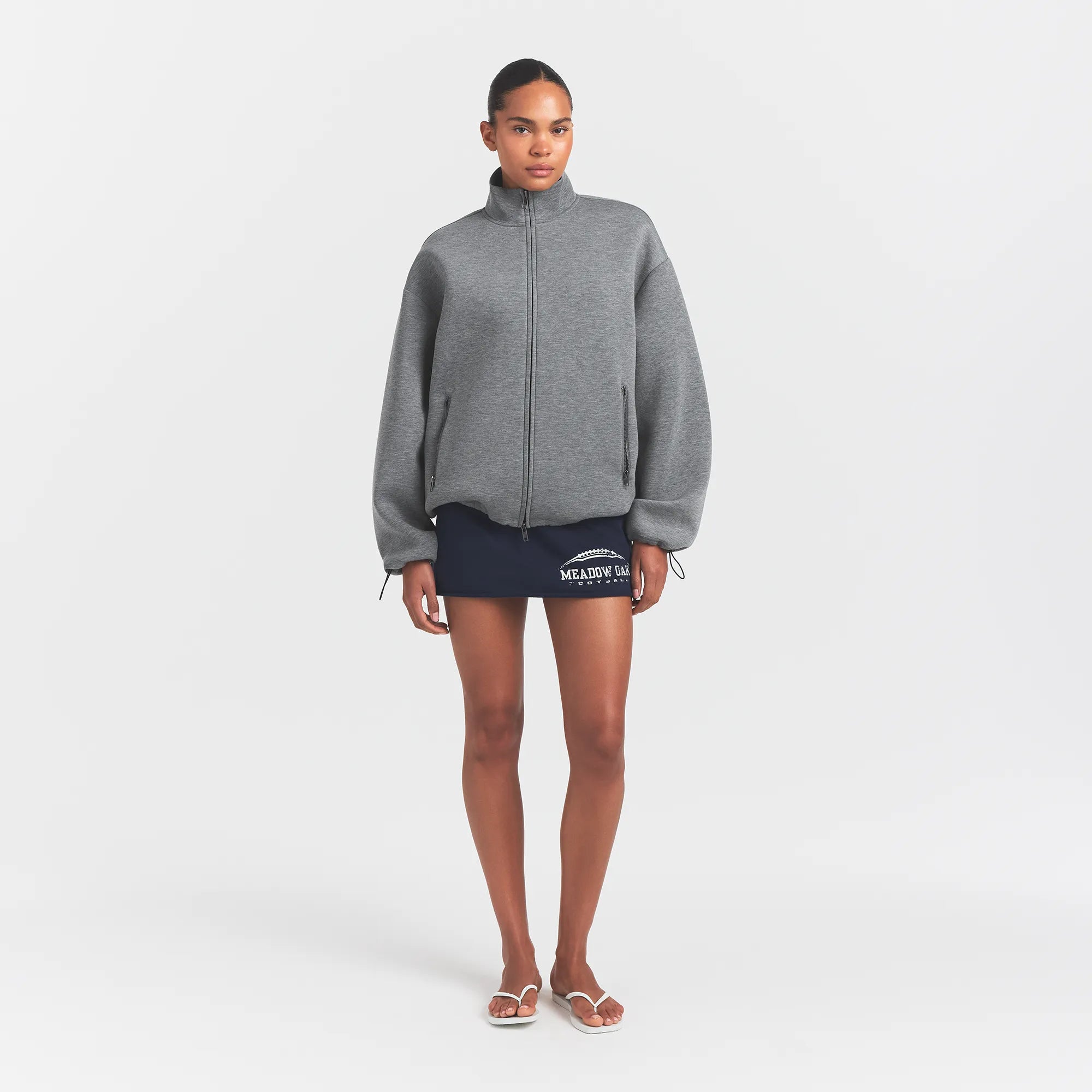 SKIMS NEOPRENE OUTERWEAR OVERBedenD MOCK NECK JACKET | DARK HEATHER GREY - Sneaker Türkiye