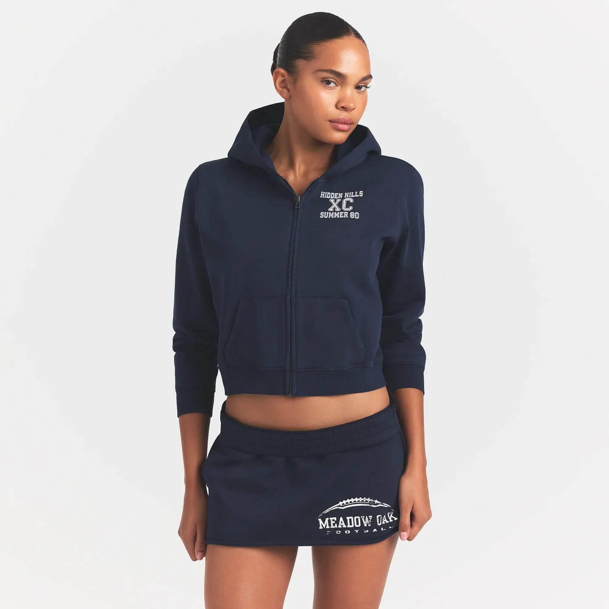 SKIMS BOYFRIEND FLEECE ZIP UP HOODIE | NAVY HIDDEN HILLS - Sneaker Türkiye
