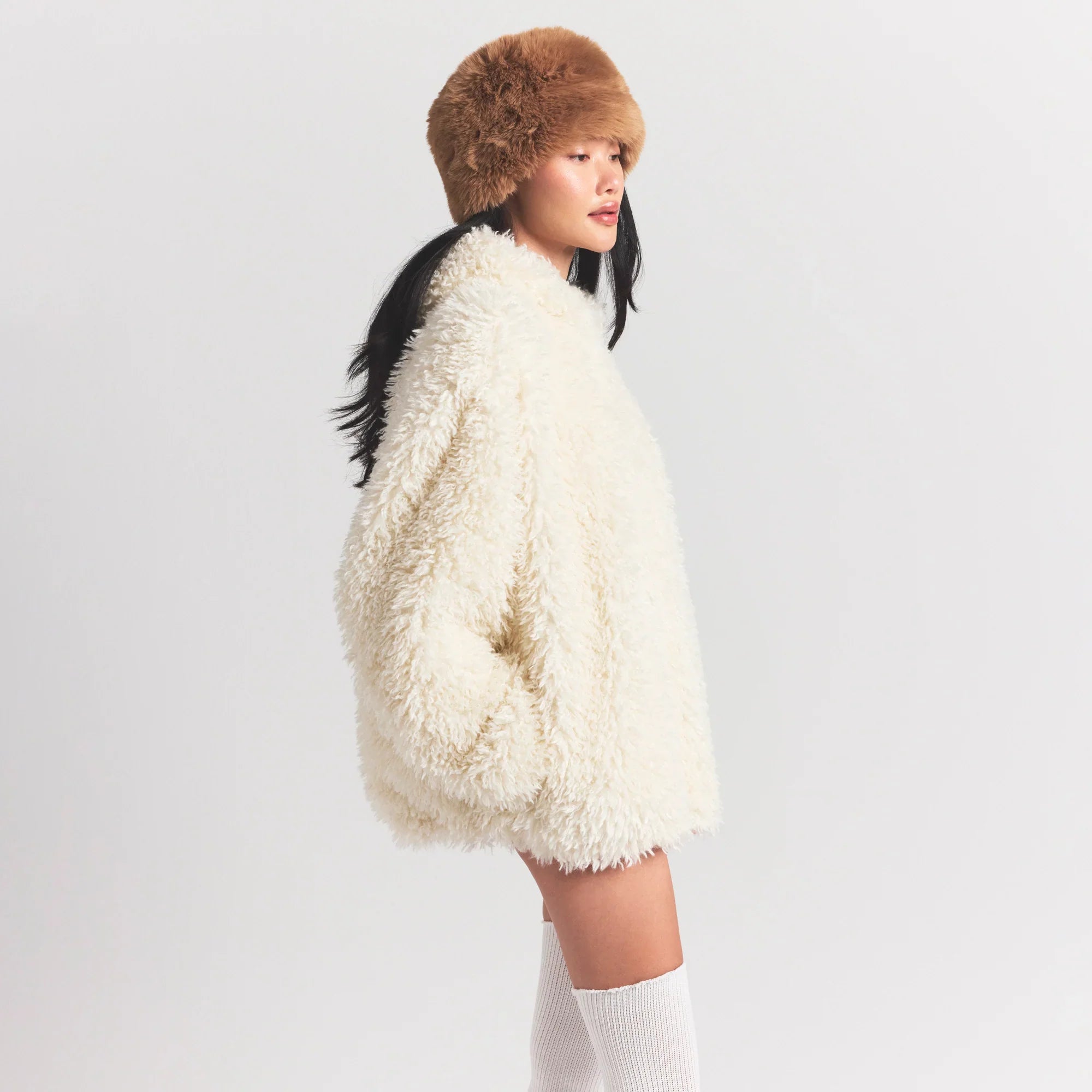 SKIMS FAUX FUR HOODIE | EGRET - Sneaker Türkiye
