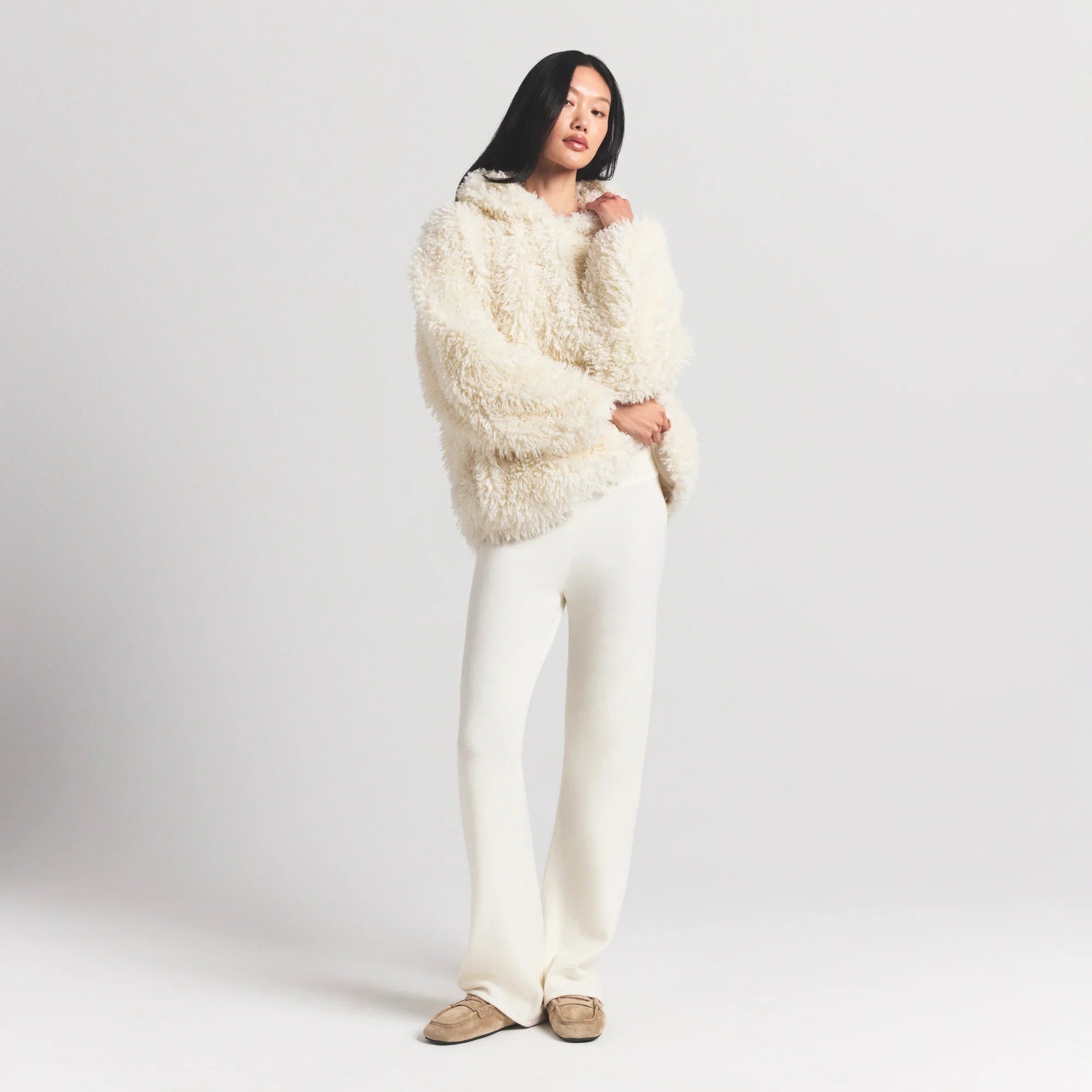 SKIMS FAUX FUR HOODIE | EGRET - Sneaker Türkiye