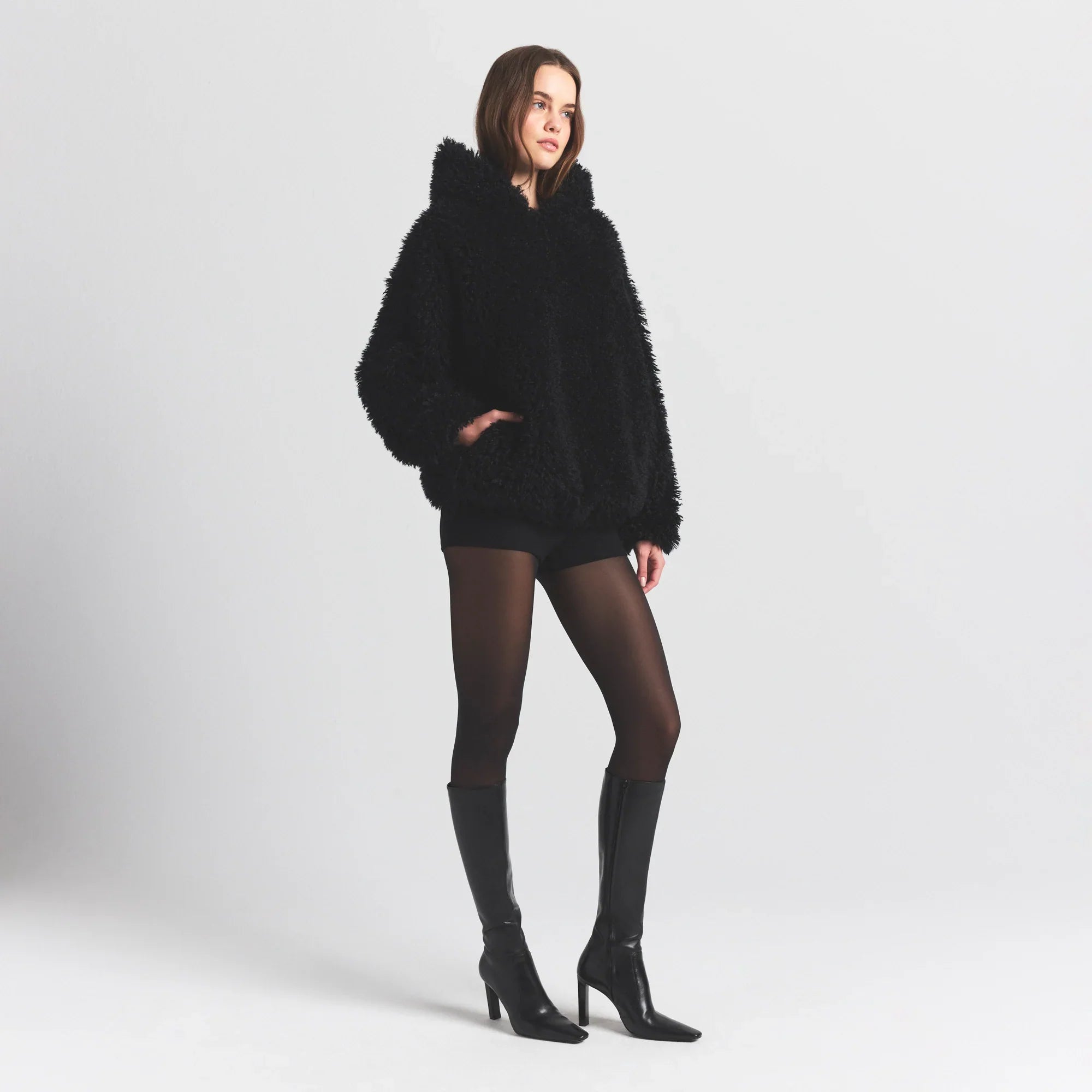 SKIMS FAUX FUR HOODIE | ONYX - Sneaker Türkiye