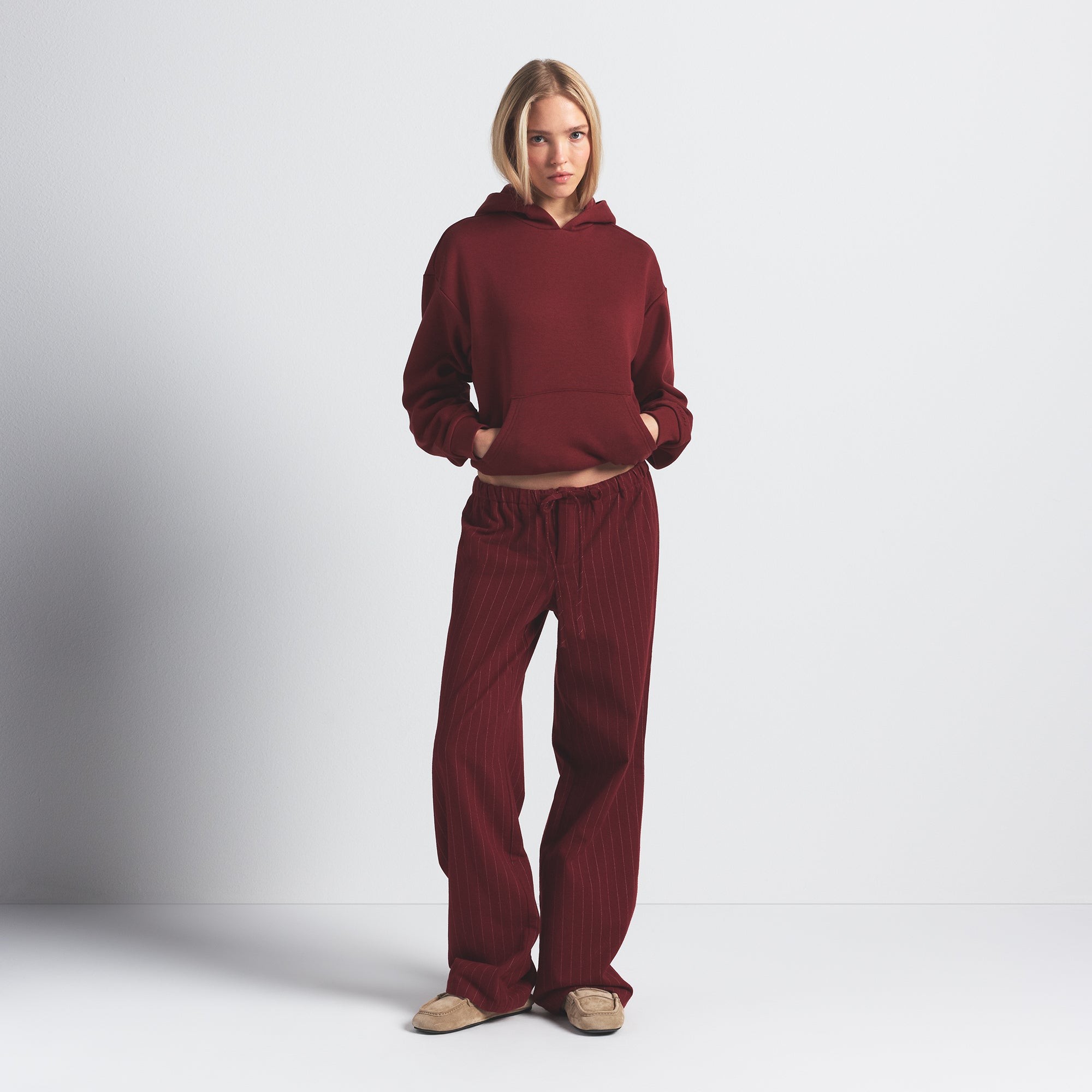 SKIMS COTTON FLEECE CLASSIC HOODIE | MERLOT - Sneaker Türkiye