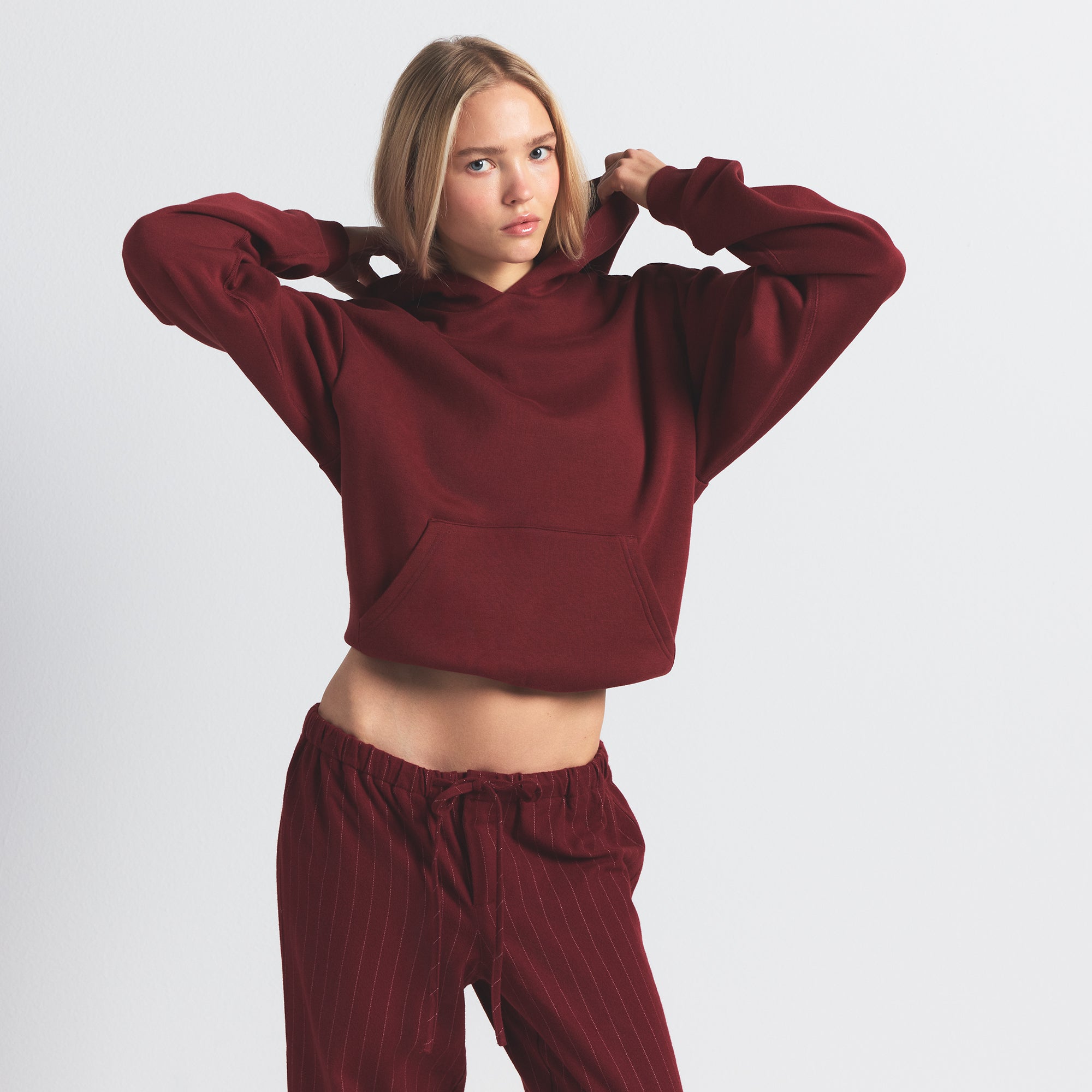SKIMS COTTON FLEECE CLASSIC HOODIE | MERLOT - Sneaker Türkiye