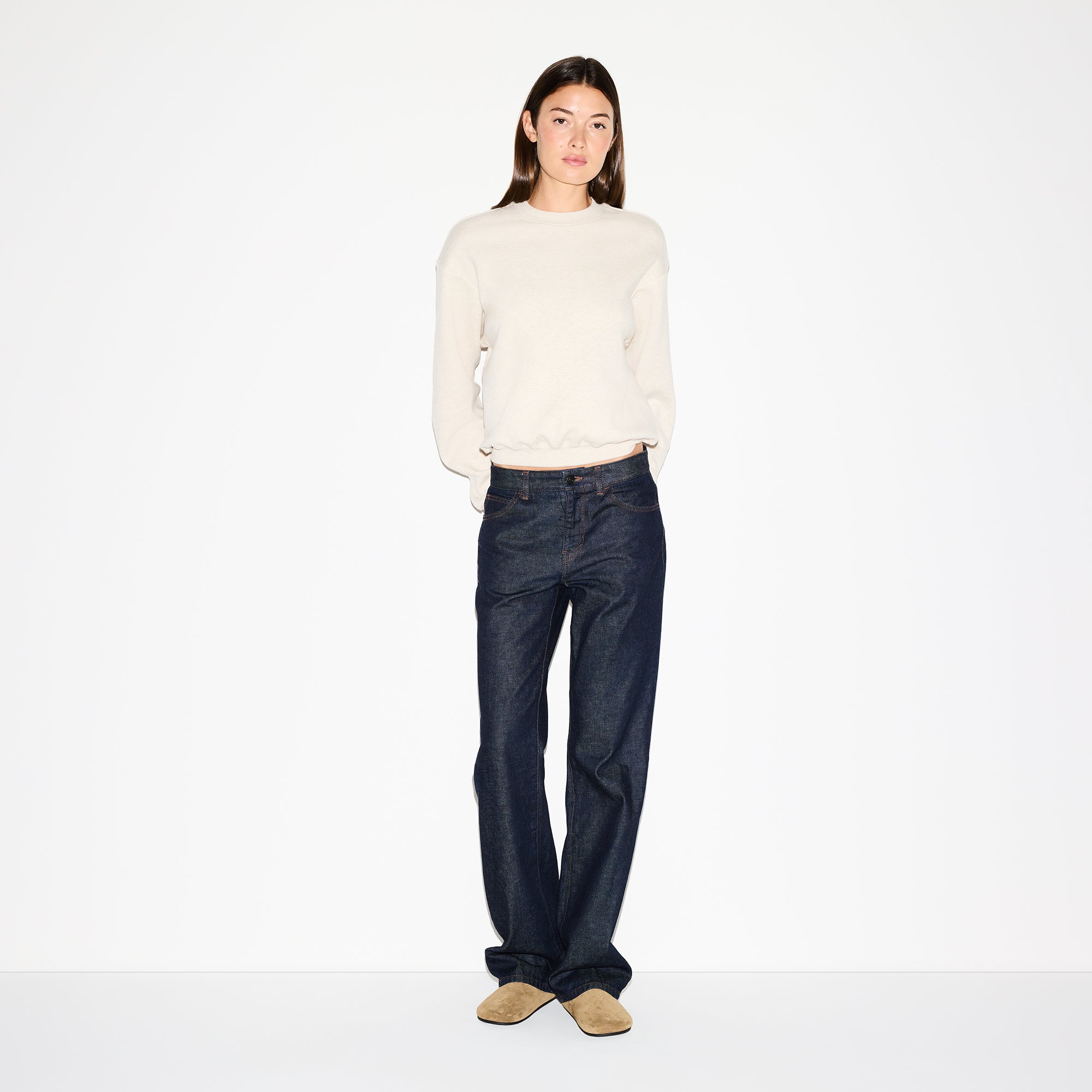 SKIMS COTTON FLEECE CLASSIC CREWNECK | OATMEAL HEATHER - Sneaker Türkiye
