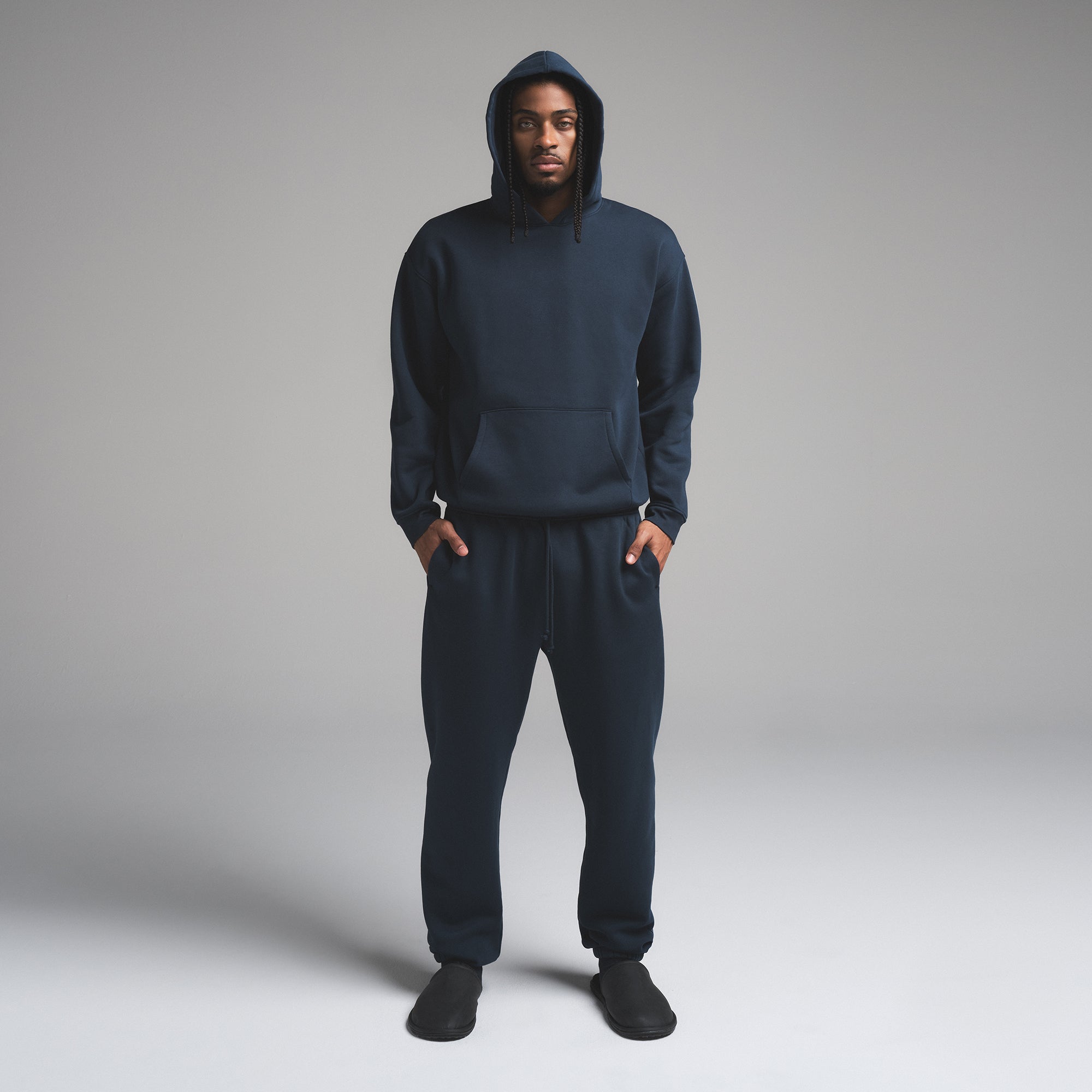 SKIMS FLEECE LOUNGE MENS RELAXED HOODIE | NAVY - Sneaker Türkiye
