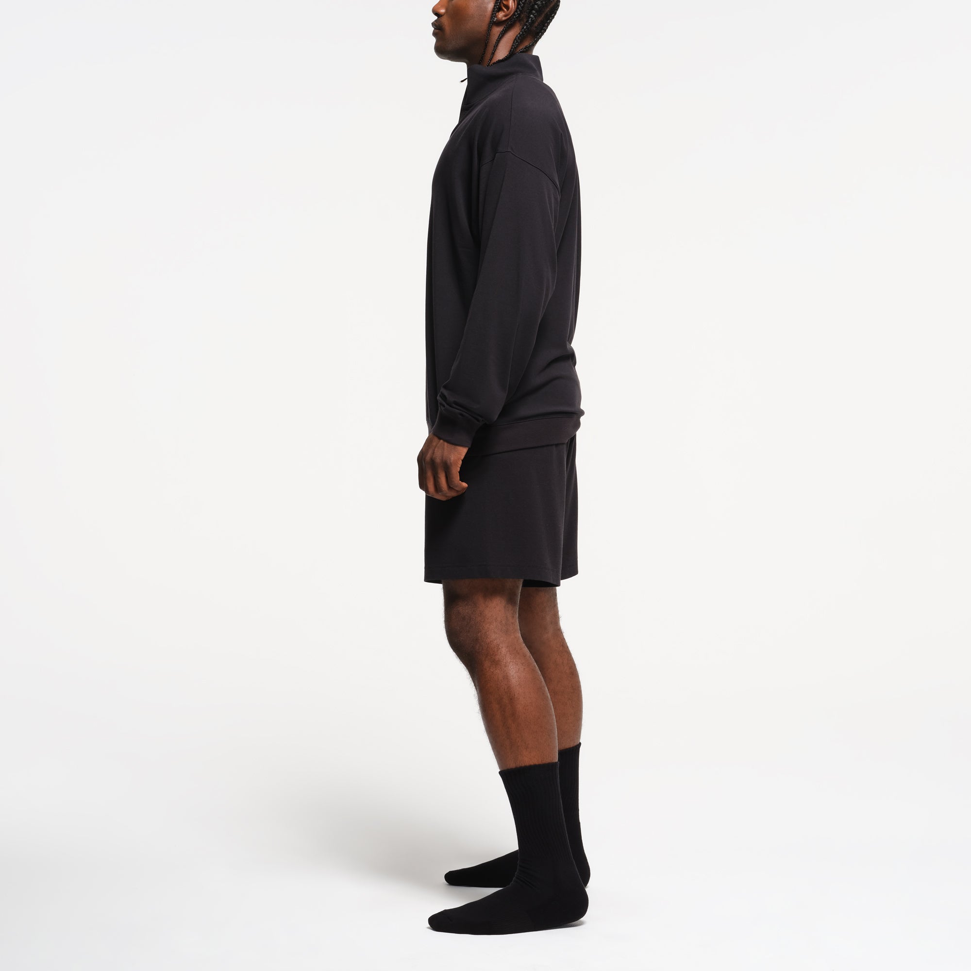 SKIMS JERSEY LOUNGE MENS RELAXED QUARTER ZIP PULLOVER | OBSIDIAN - Sneaker Türkiye