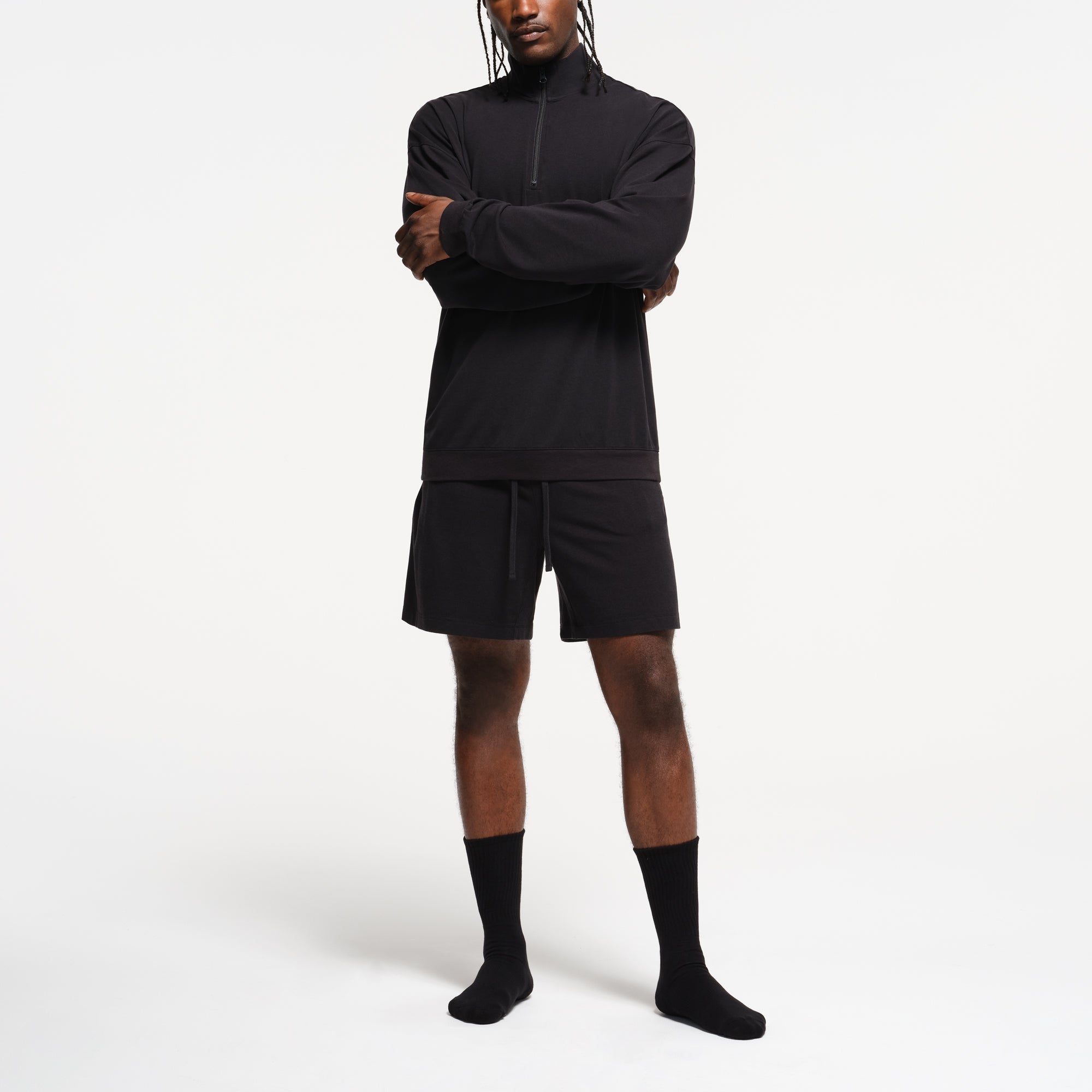 SKIMS JERSEY LOUNGE MENS RELAXED QUARTER ZIP PULLOVER | OBSIDIAN - Sneaker Türkiye