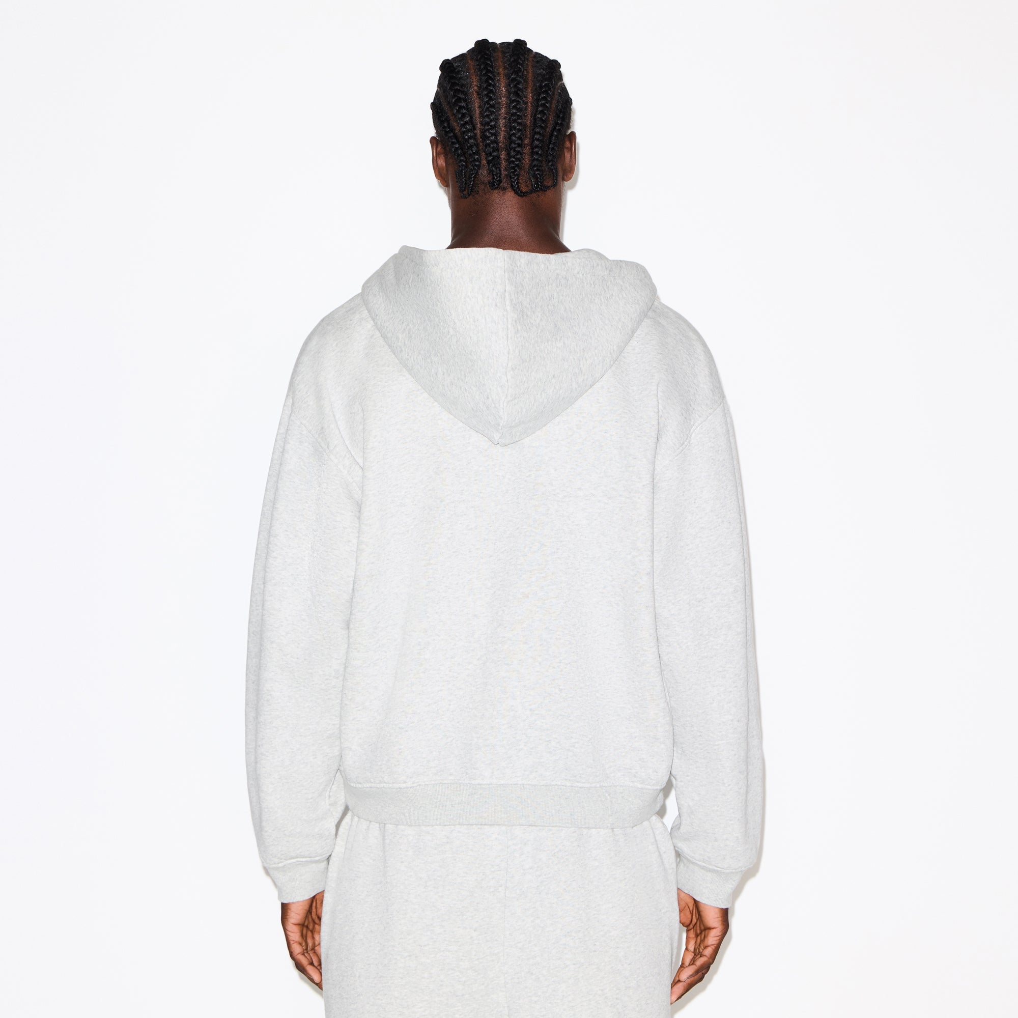 SKIMS FLEECE LOUNGE MENS RELAXED ZIP UP HOODIE | LIGHT HEATHER GREY - Sneaker Türkiye