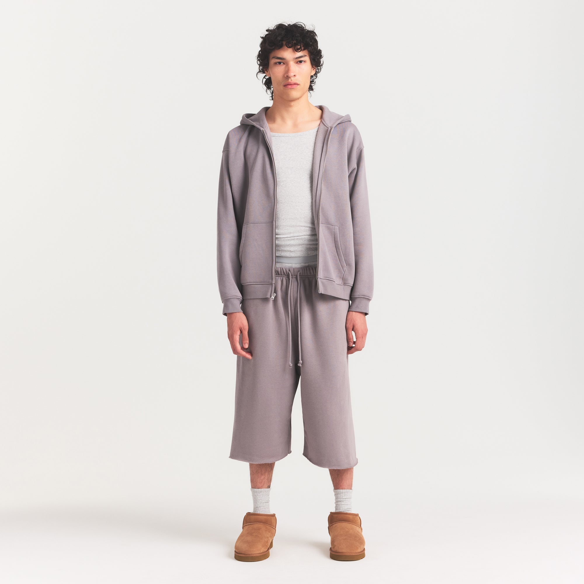 SKIMS FLEECE LOUNGE MENS RELAXED ZIP UP HOODIE | SHADOW - Sneaker Türkiye