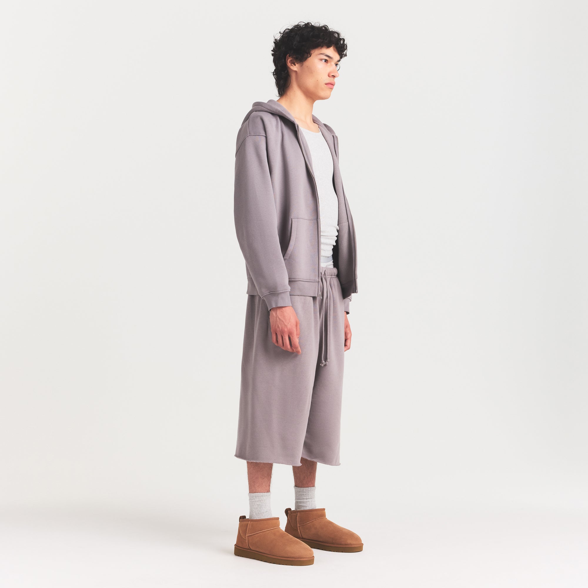 SKIMS FLEECE LOUNGE MENS RELAXED ZIP UP HOODIE | SHADOW - Sneaker Türkiye