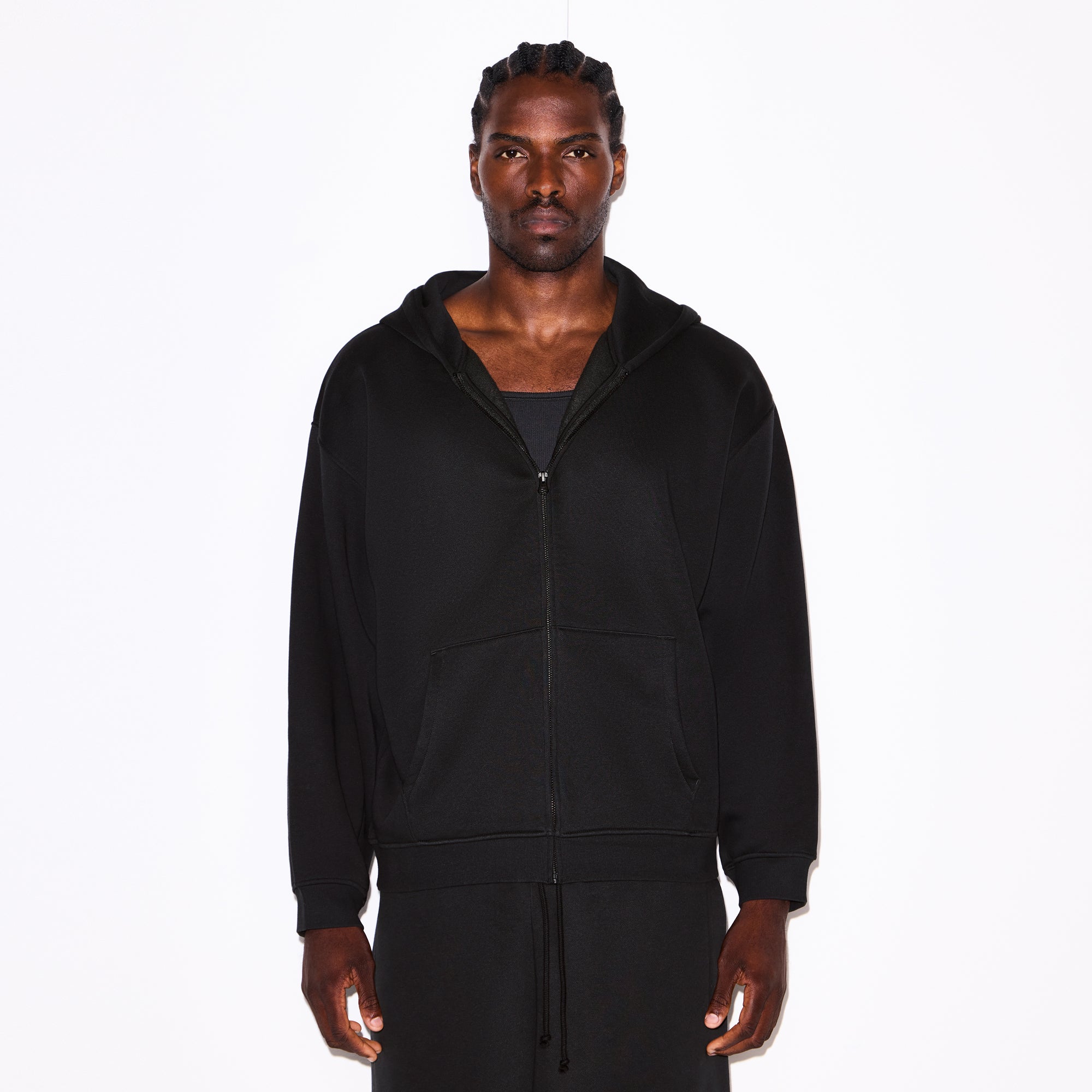 SKIMS FLEECE LOUNGE MENS RELAXED ZIP UP HOODIE | WASHED ONYX - Sneaker Türkiye