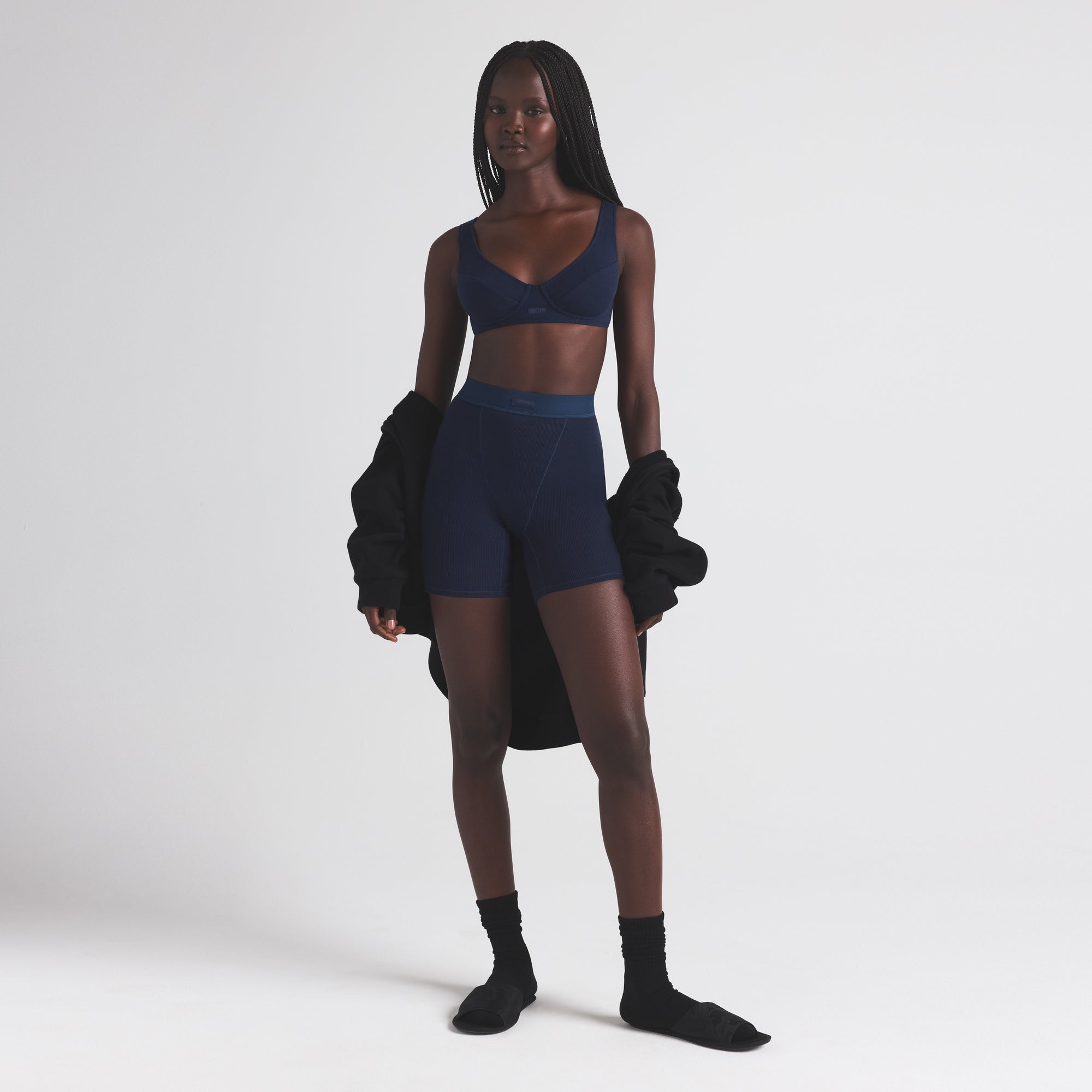 SKIMS COTTON RIB BOXER | NAVY - Sneaker Türkiye
