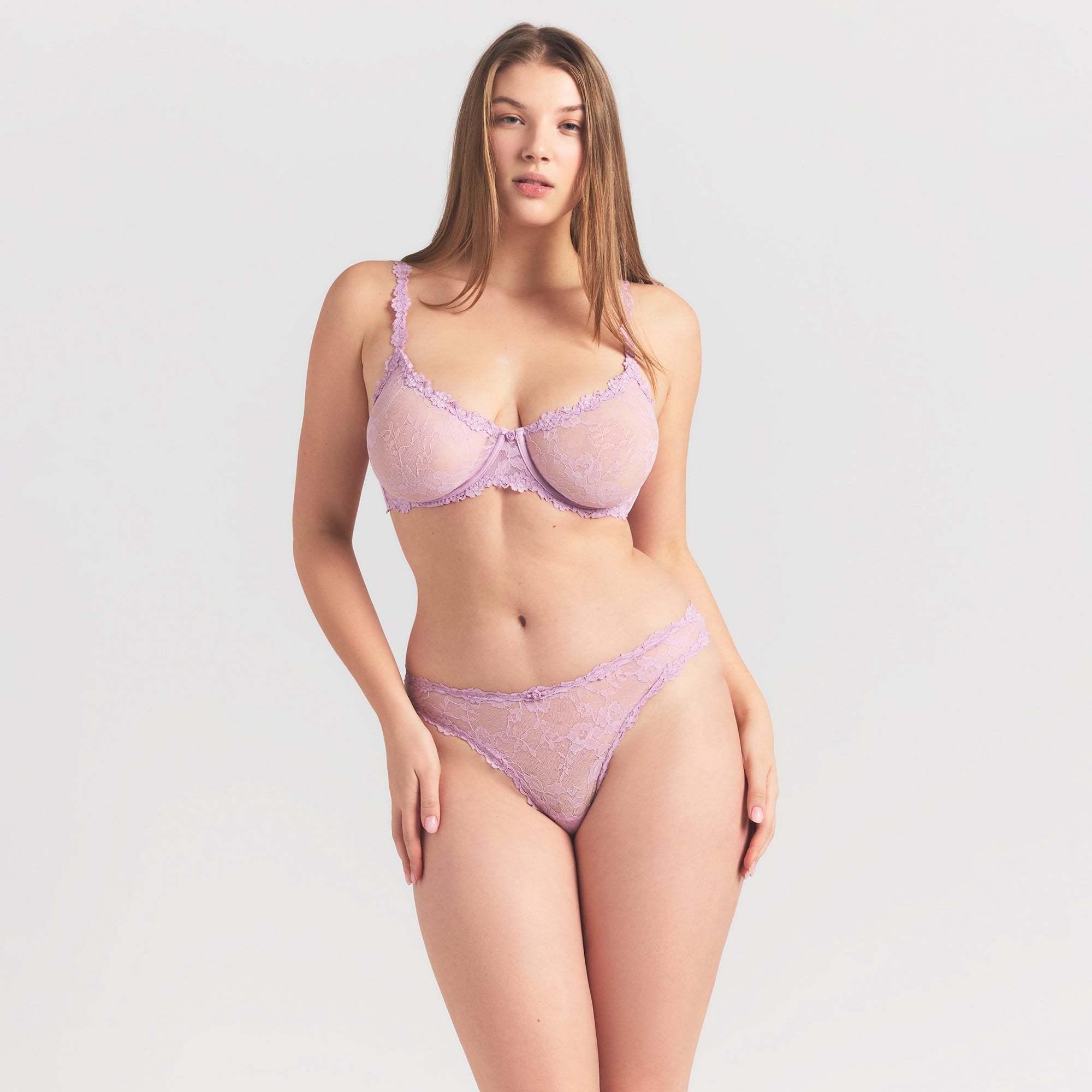 SKIMS STRETCH LACE DIPPED THONG | BABY PINK - Sneaker Türkiye